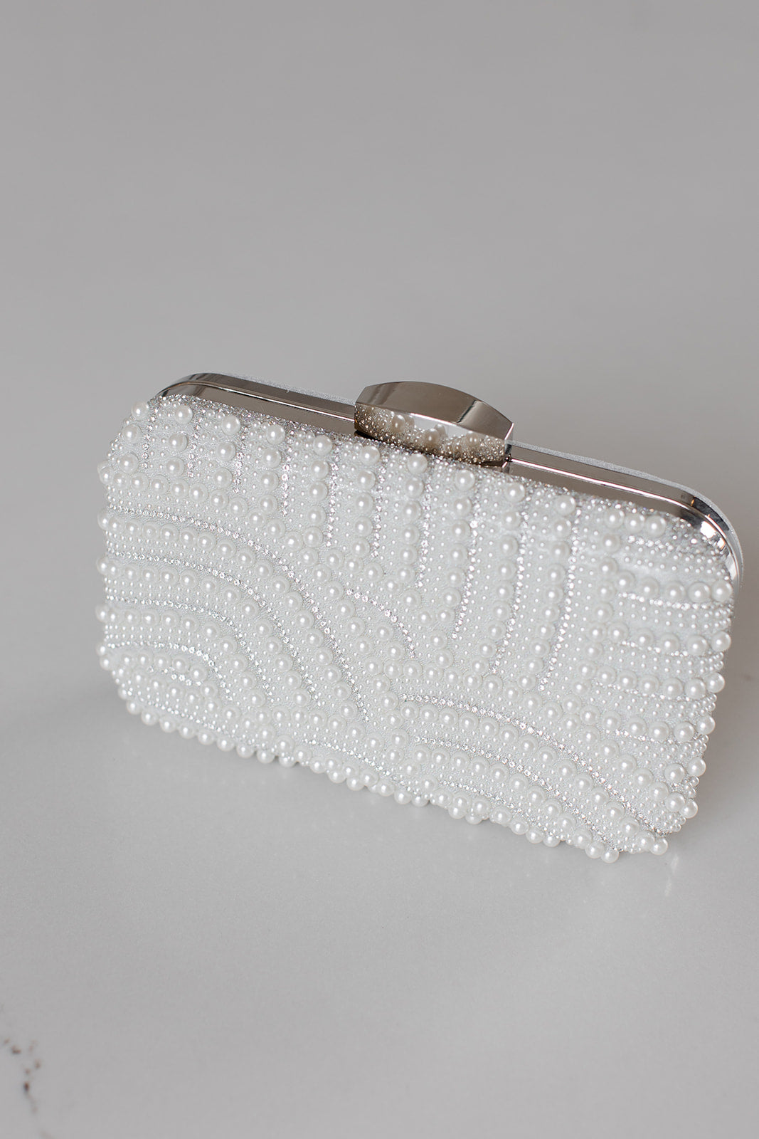 Sirena - Wave Pearl Box Clutch - Ivory