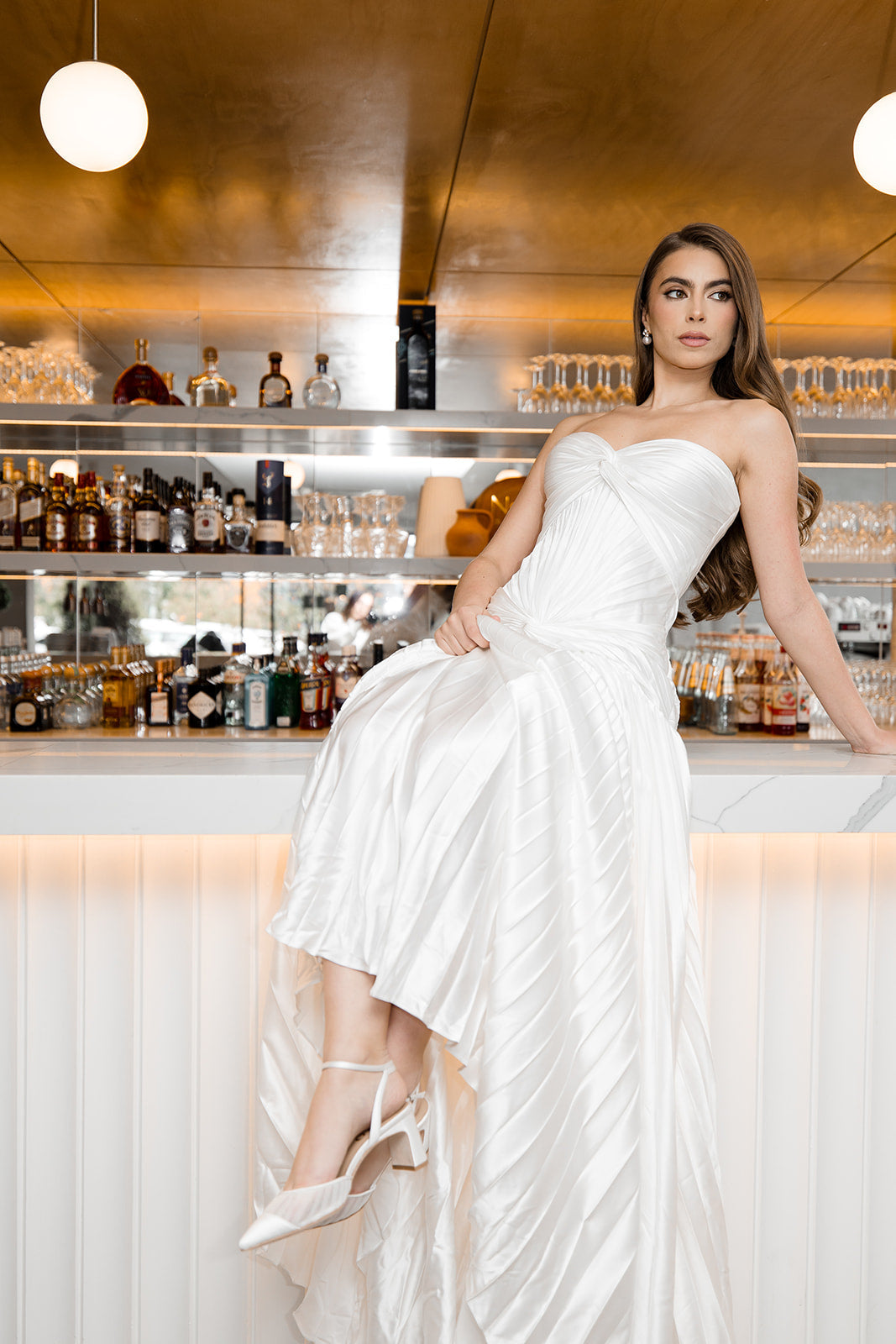 Farah - Tulle & Satin Pointed Toe Low Block Heel - Soft White