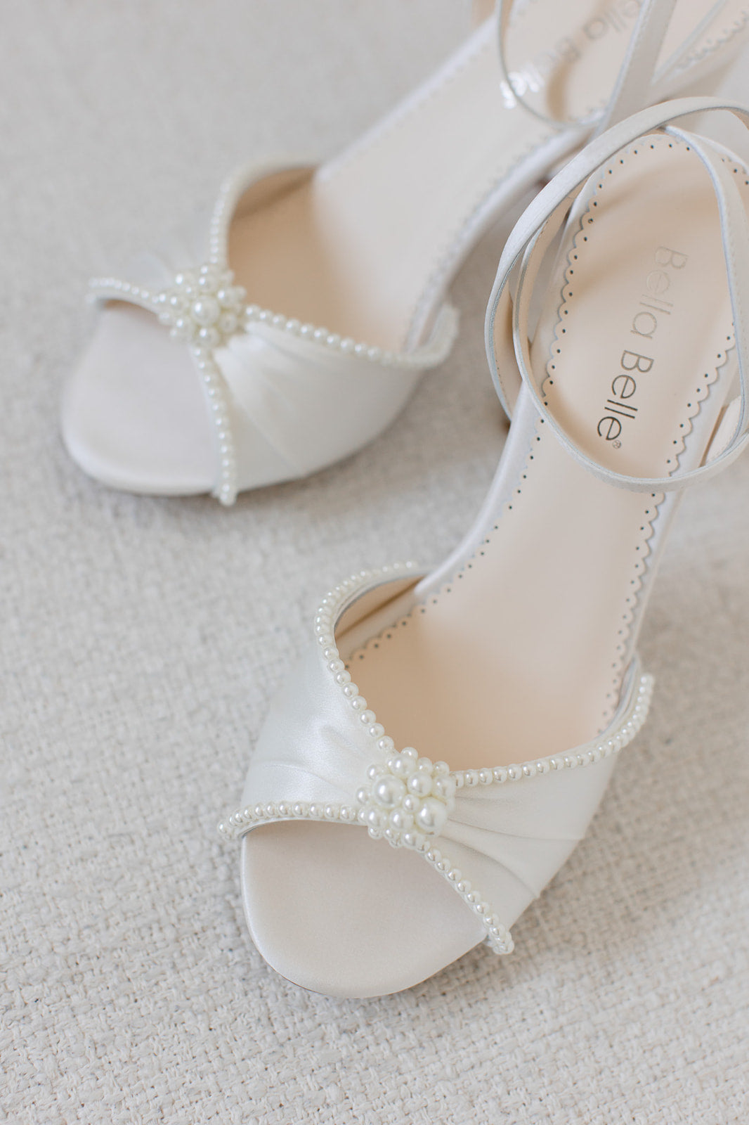 Tinsley - Ivory Open Toe Pearl Wedding Shoes Block Heel Sandals