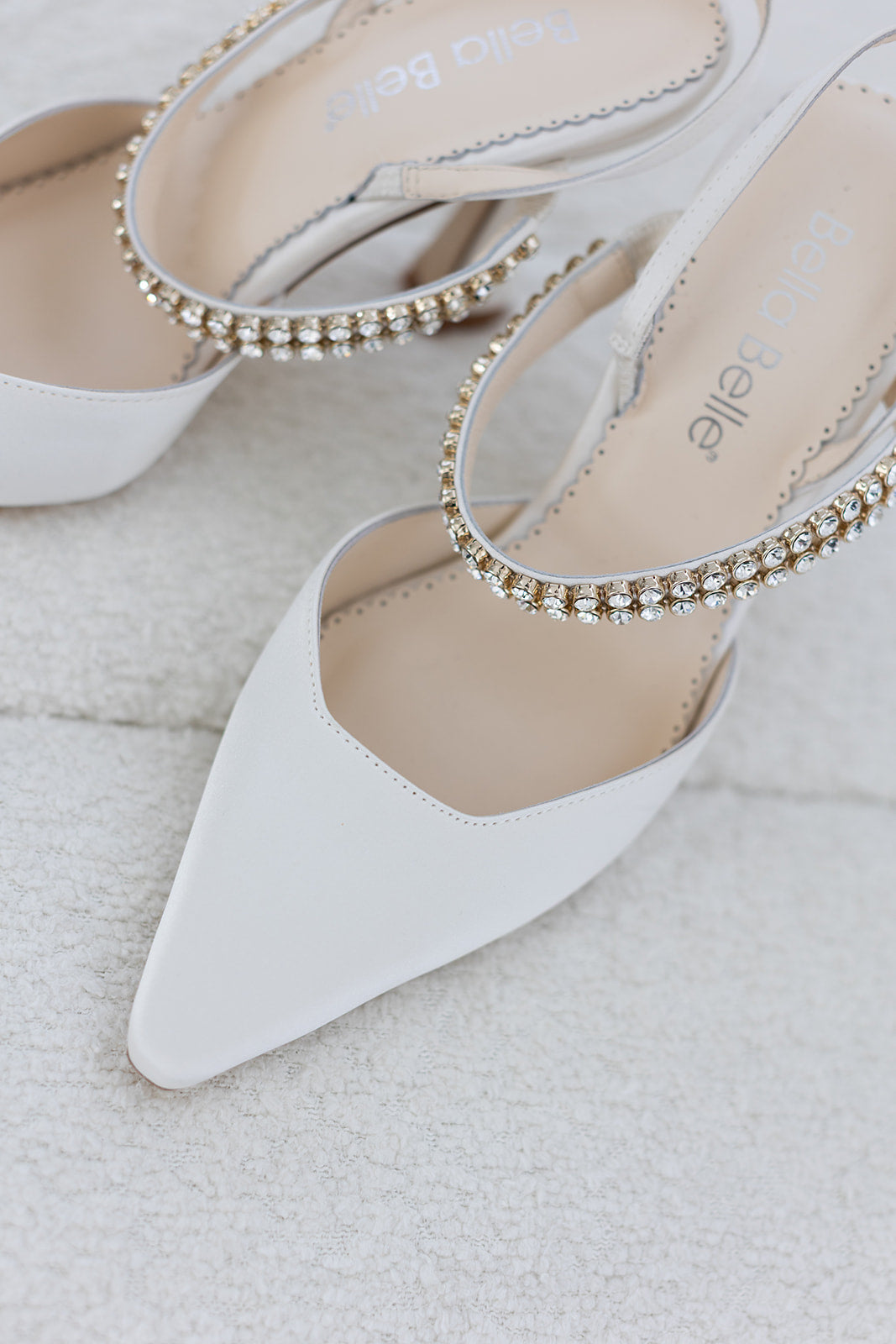 Campbell - Crystal Strap Spool Heel Slingbacks - Ivory