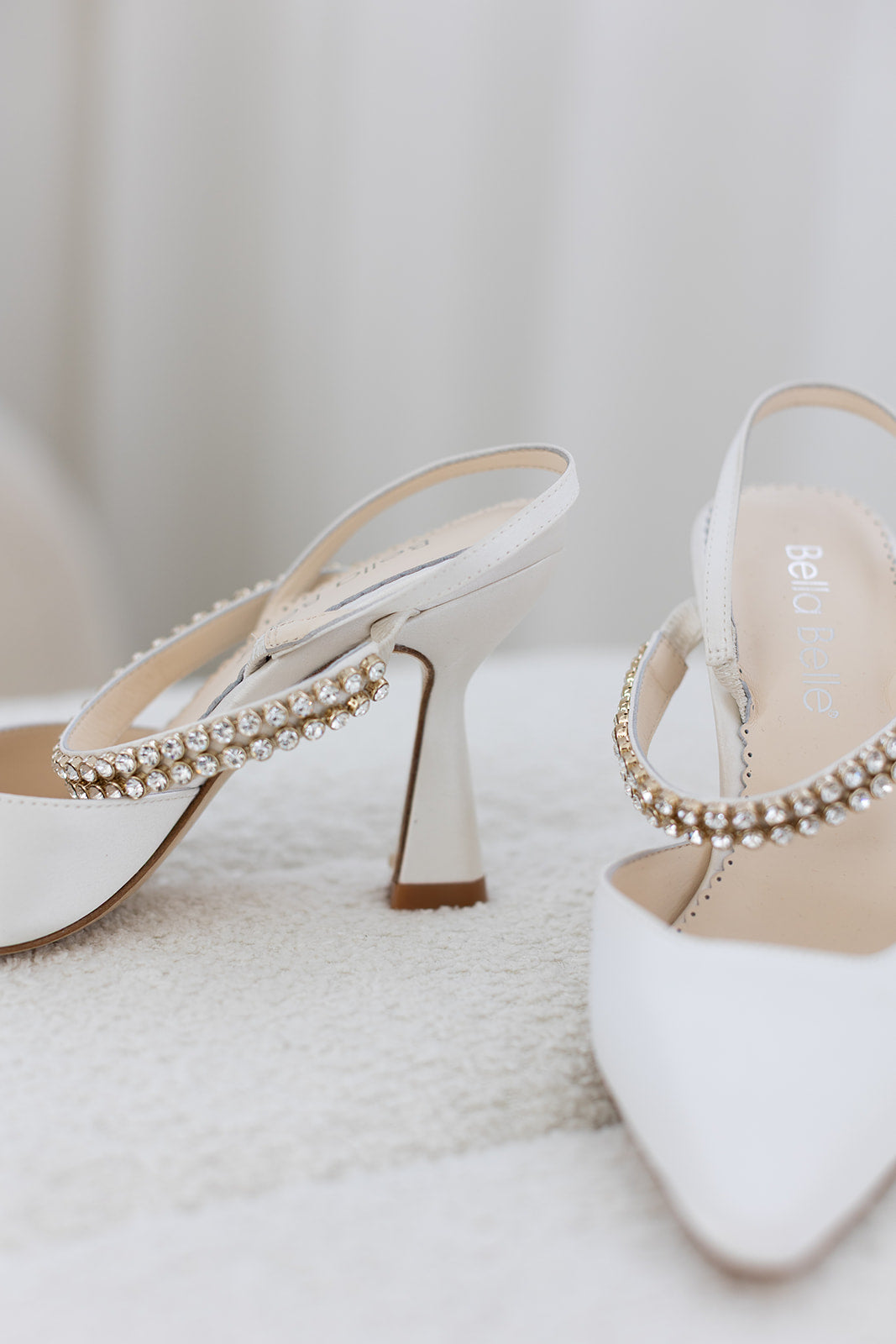 Campbell - Crystal Strap Spool Heel Slingbacks - Ivory