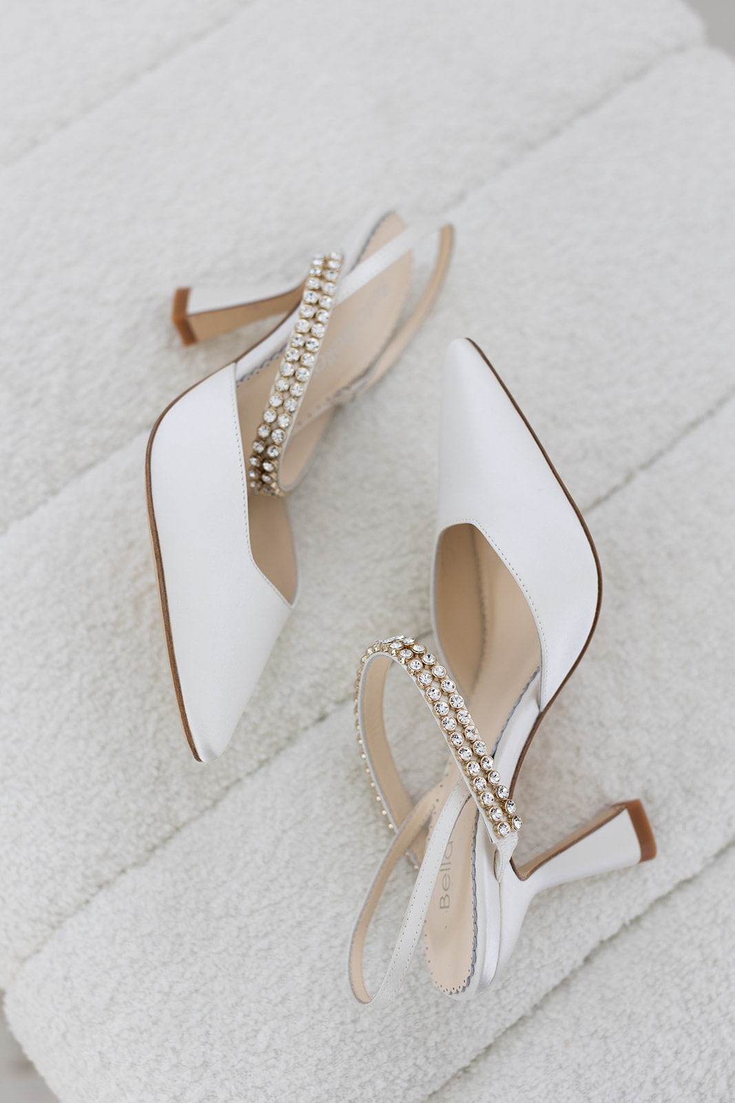 Campbell - Crystal Strap Spool Heel Slingbacks - Ivory