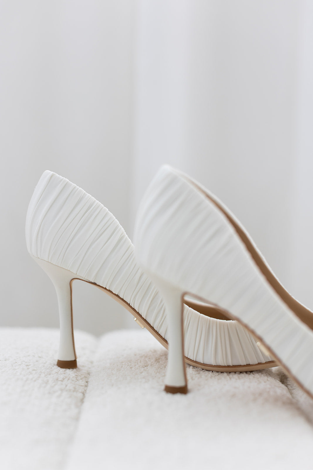 Veronika - Ruched Pointed Toe Pumps - Soft White