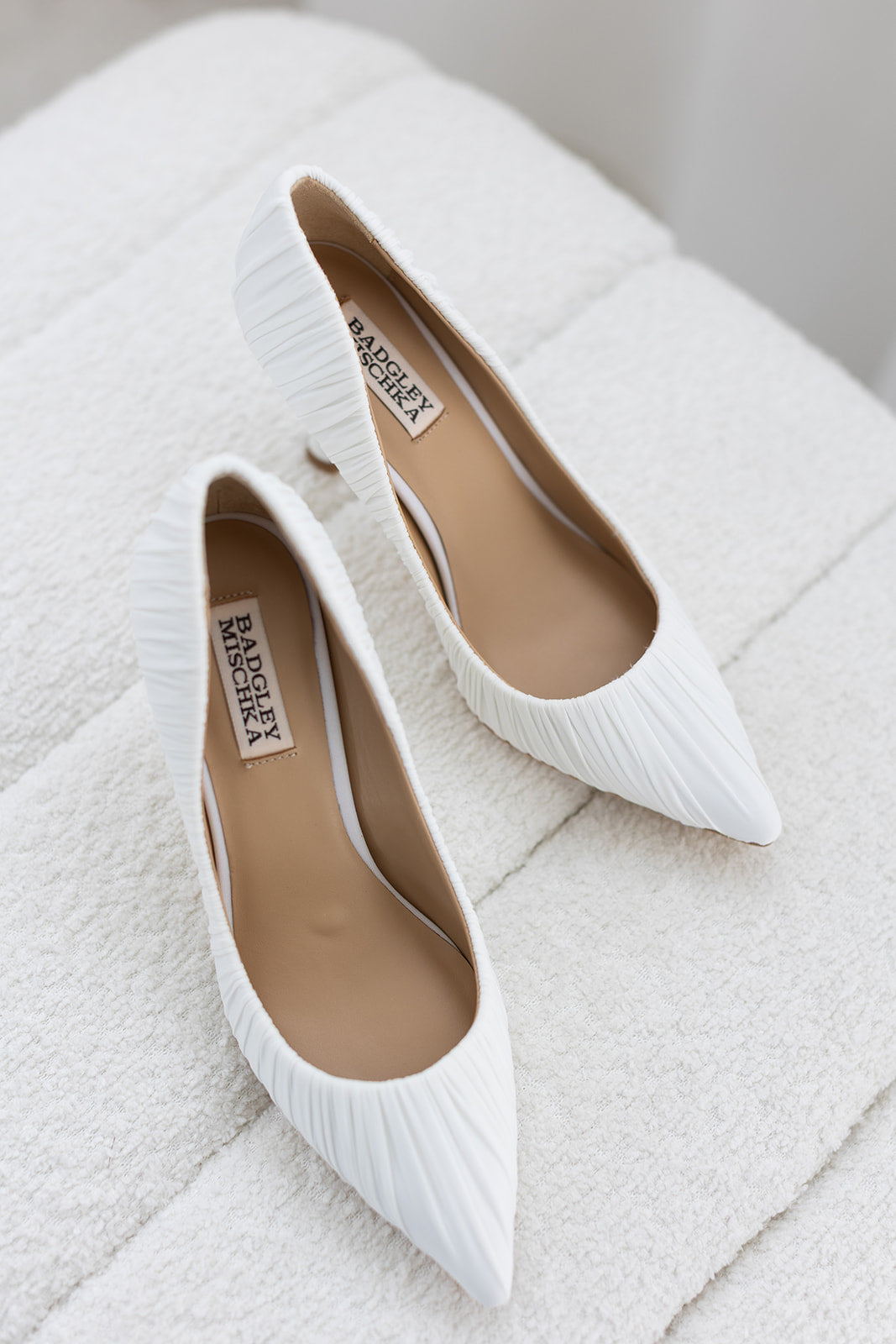 Veronika - Ruched Pointed Toe Pumps - Soft White
