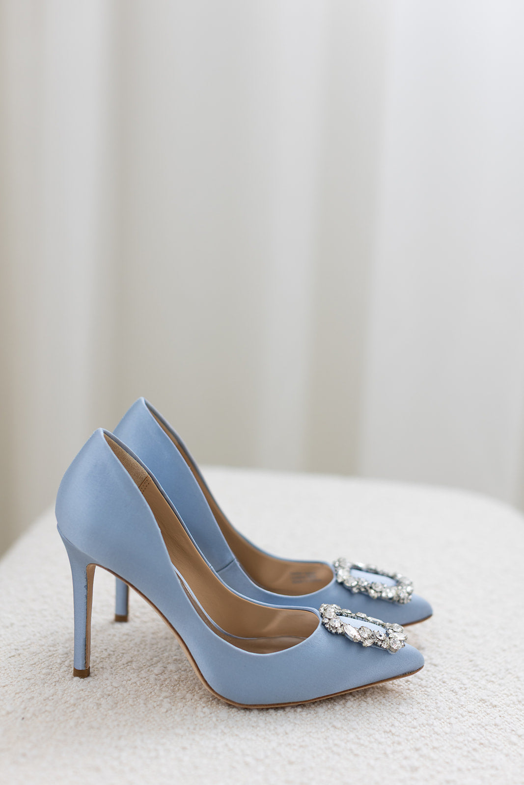 Cher - Crystal Buckle High Heel Stiletto Pump - Azure Blue