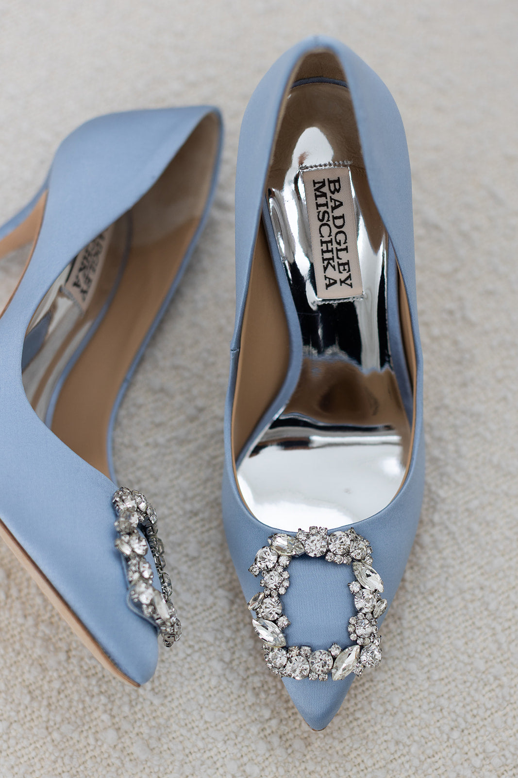 Cher - Crystal Buckle High Heel Stiletto Pump - Azure Blue