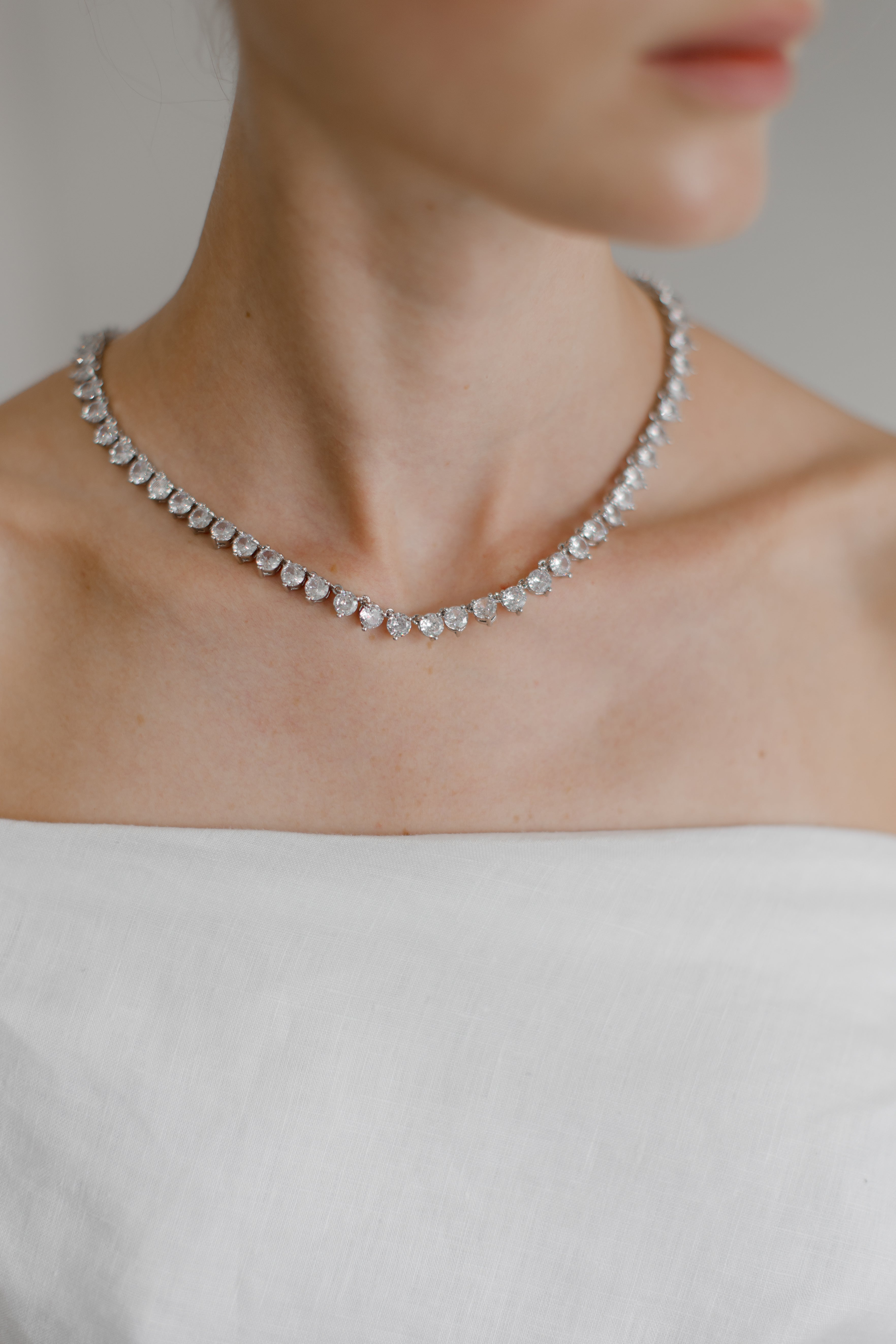 Elizabeth - Classic Statement Crystal Bridal Tennis Necklace
