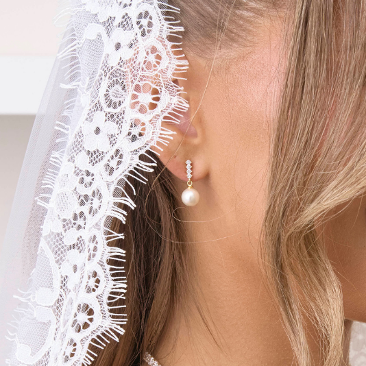 Cynthia - Simple Classic Pearl Drop Bridal Earrings