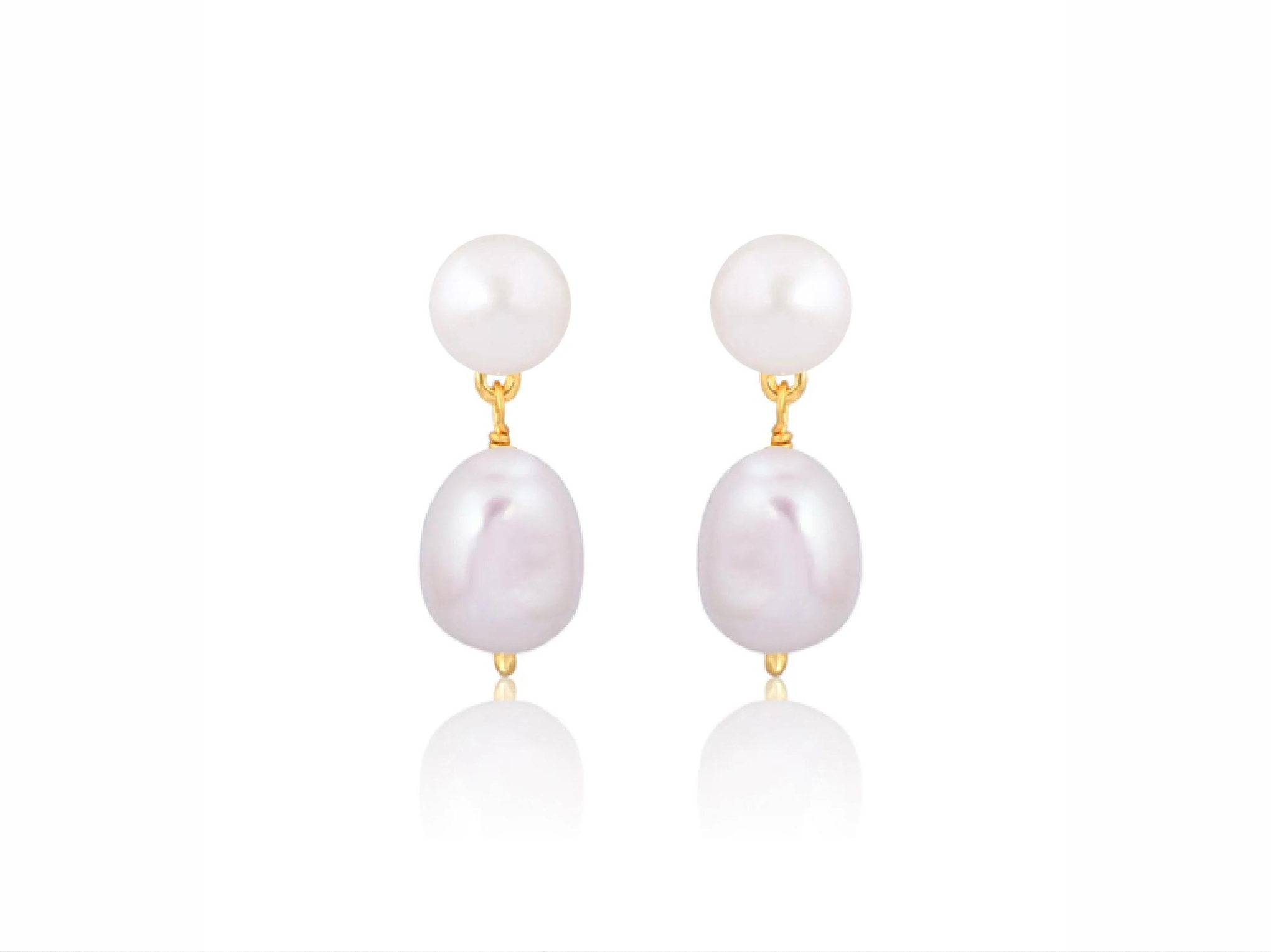 Lola Knight - Audrey - Pearl Drop Bridal Earrings - 18K Gold
