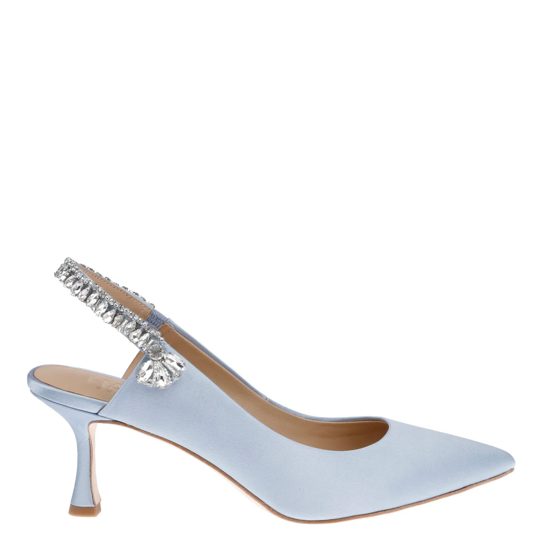 Nina Azure - Blue Crystal Embellished Sling Back Low Bridal Pump