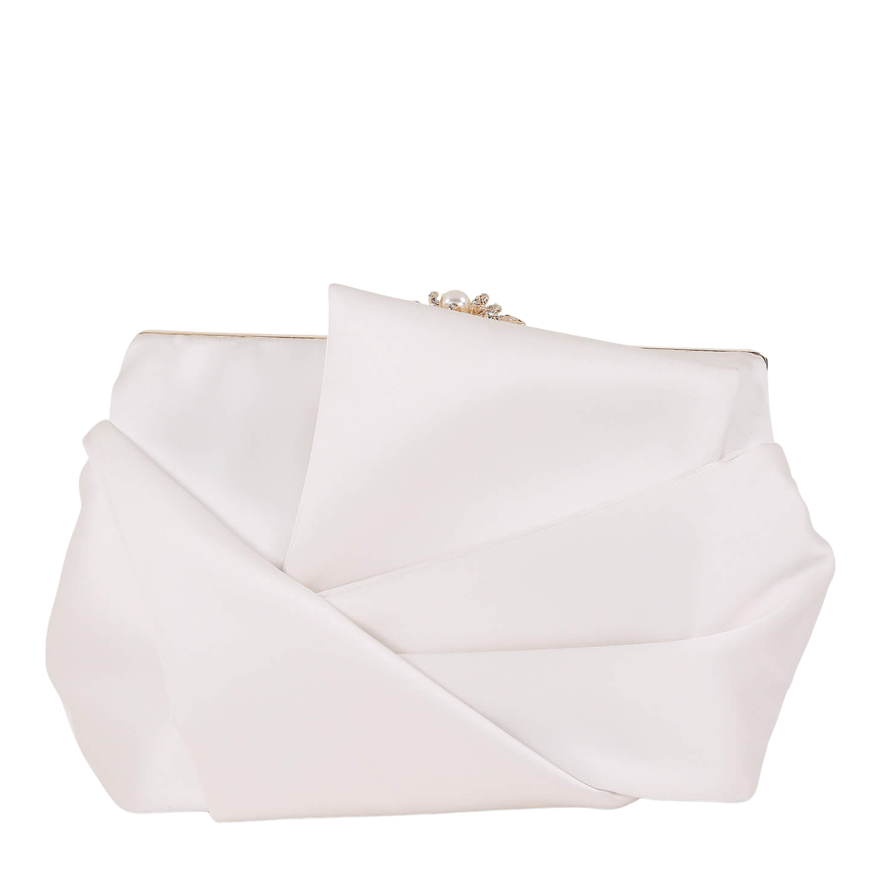 Caroline - Satin Origami Pouch Clutch - Soft White