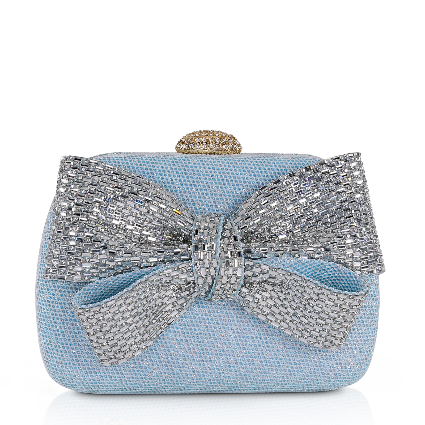 Emmy - Crystal Bow Clutch - Blue