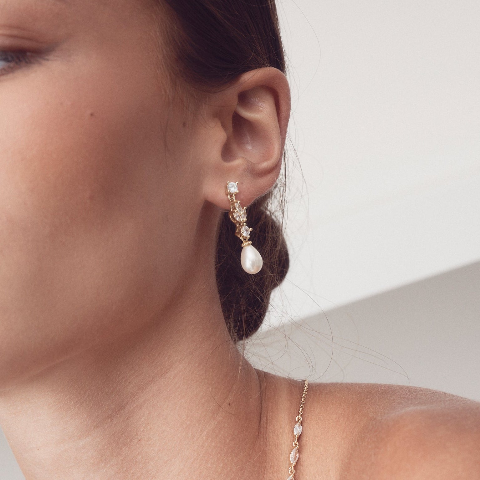 Hazel - Delicate Pearl Drop Bridal Earrings