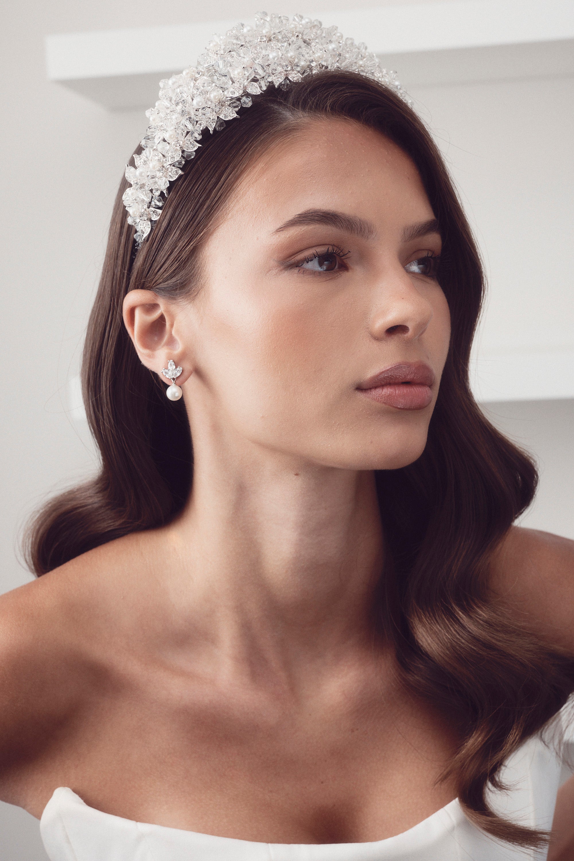 Audrey - Modern Pearl & Crystal Double Bridal Crown