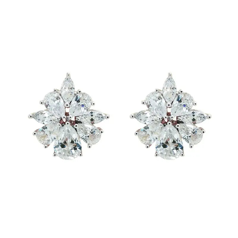 Flora - Crystal Cluster Stud Bridal Earrings