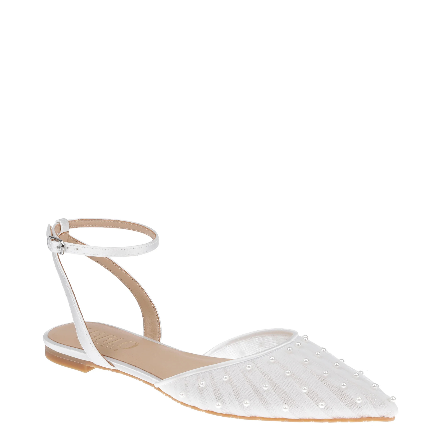 Chanel Pearl - White Tulle Flats with Handsewn Pearls