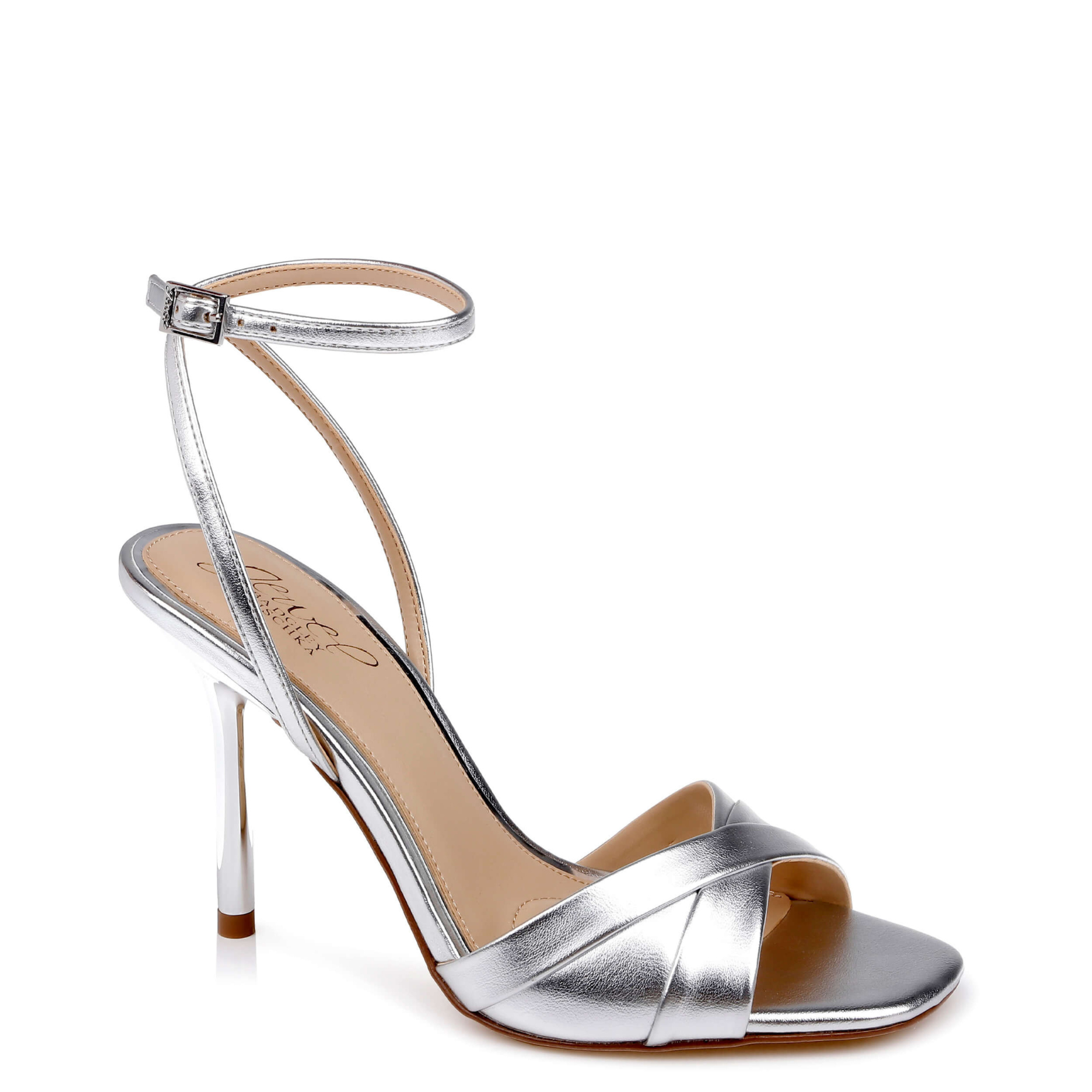 Parisa - Cross Front Stiletto Sandals - Silver