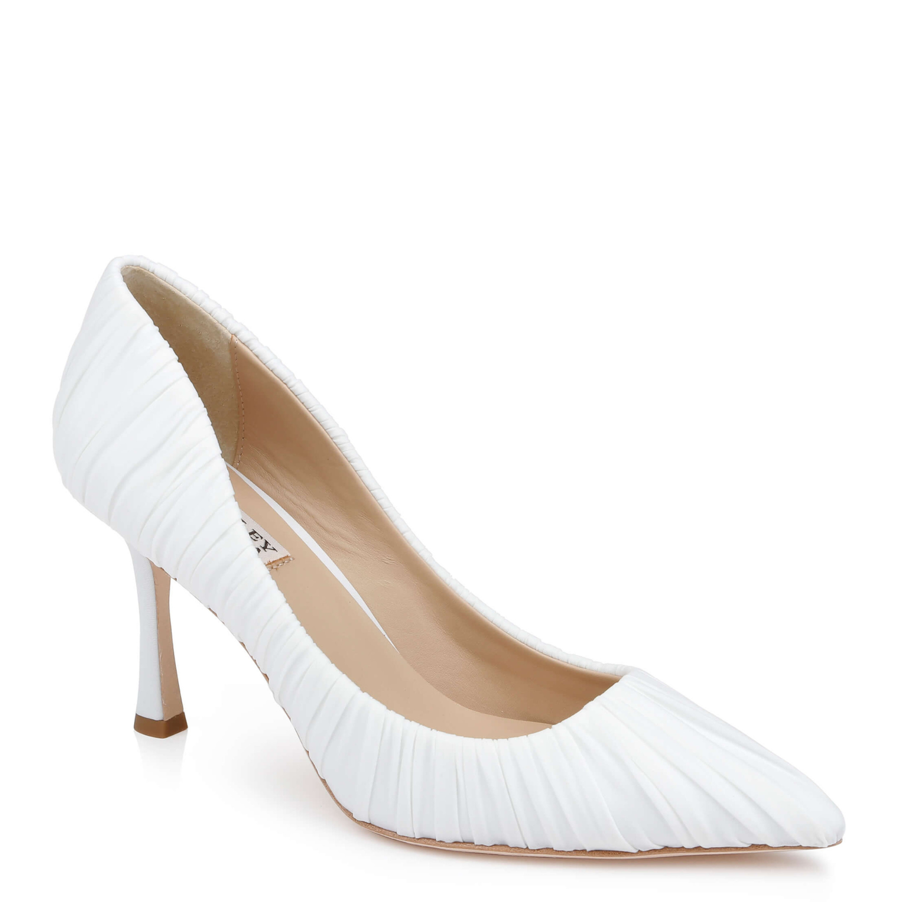 Veronika - Ruched Pointed Toe Pumps - Soft White