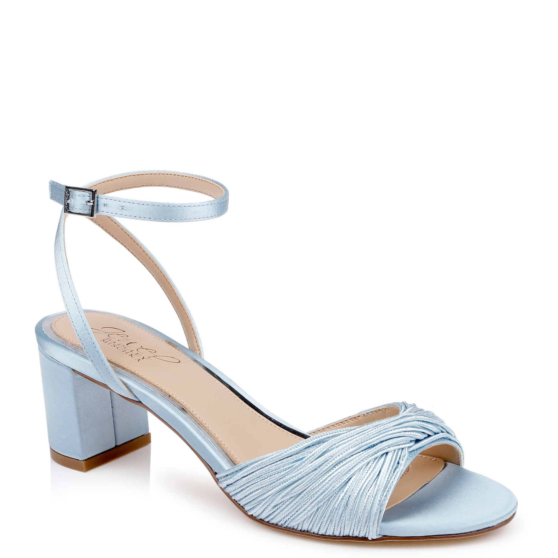 Pretty - Open Toe Strappy Low Block Heel - Sky Blue