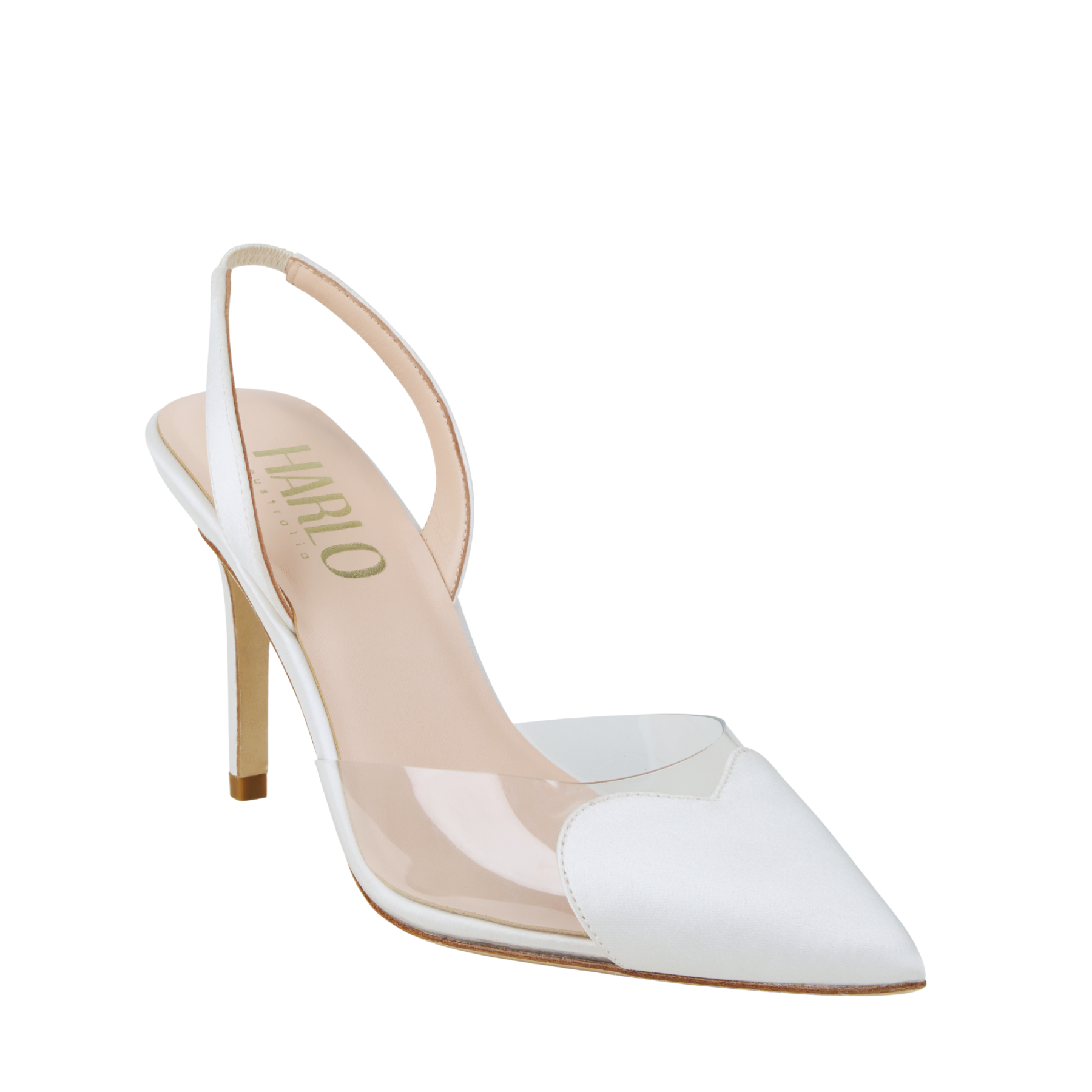 Cupid - Love Heart Sling Back Heels - Ivory Silk Satin