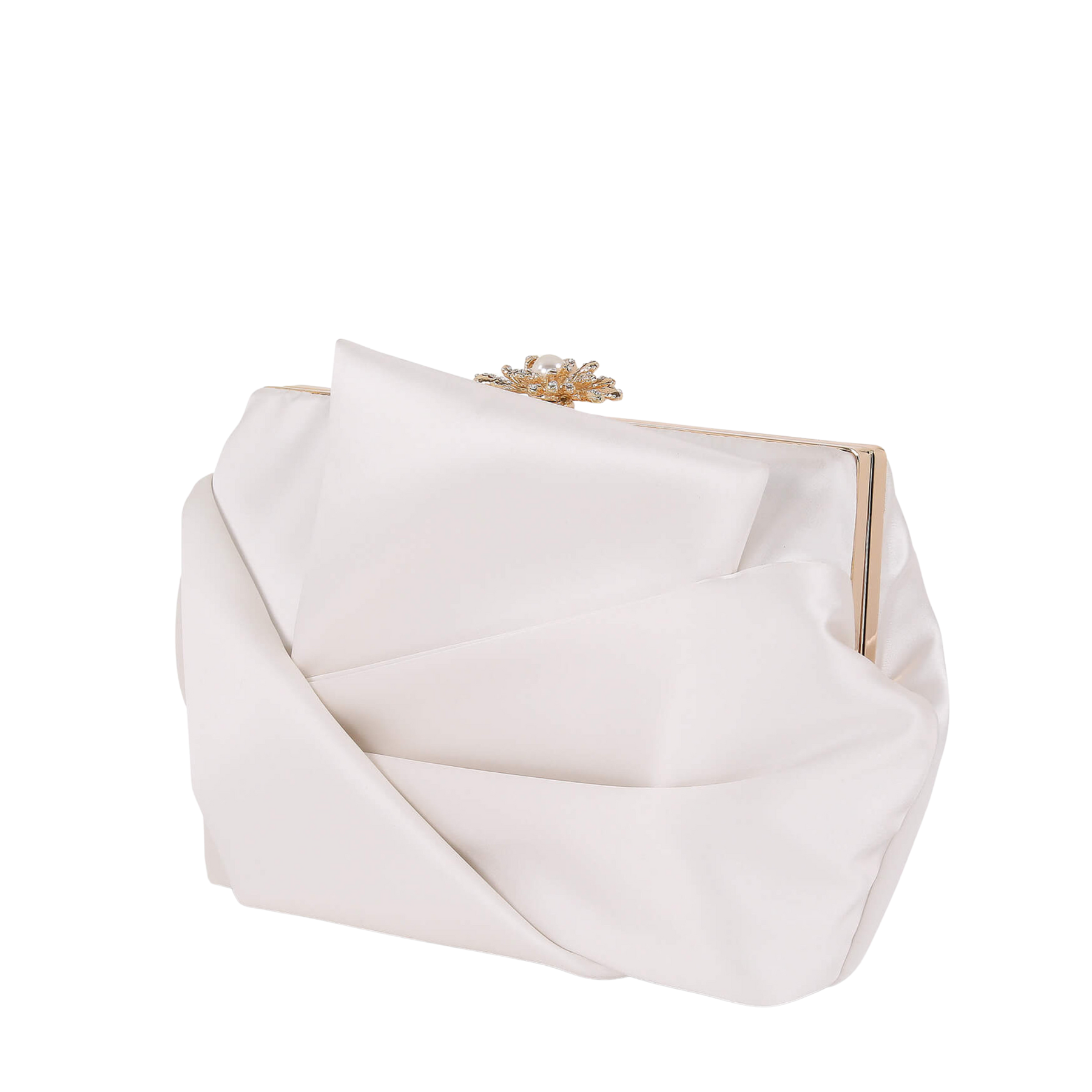 Caroline - Satin Origami Pouch Clutch - Soft White