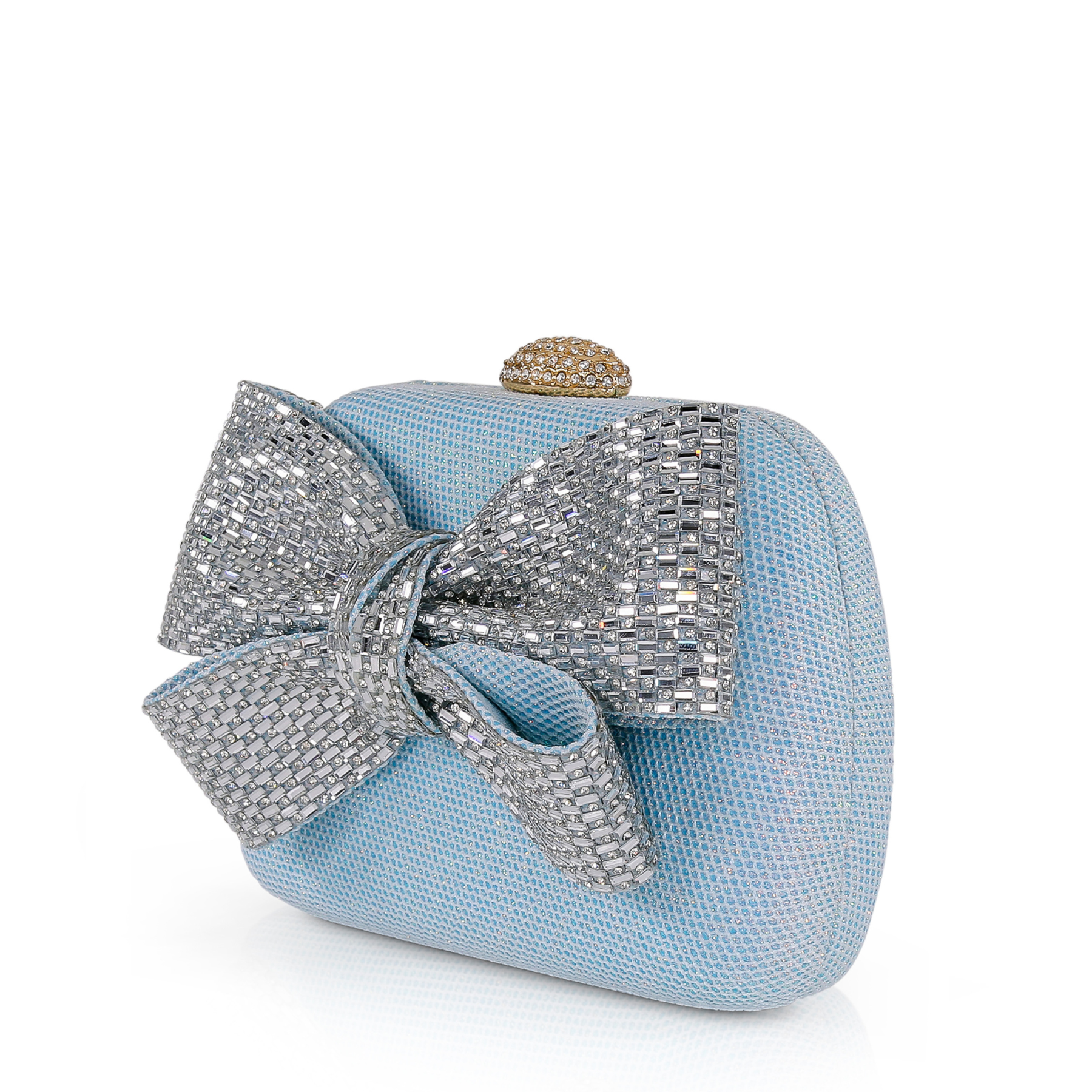 Emmy - Crystal Bow Clutch - Blue