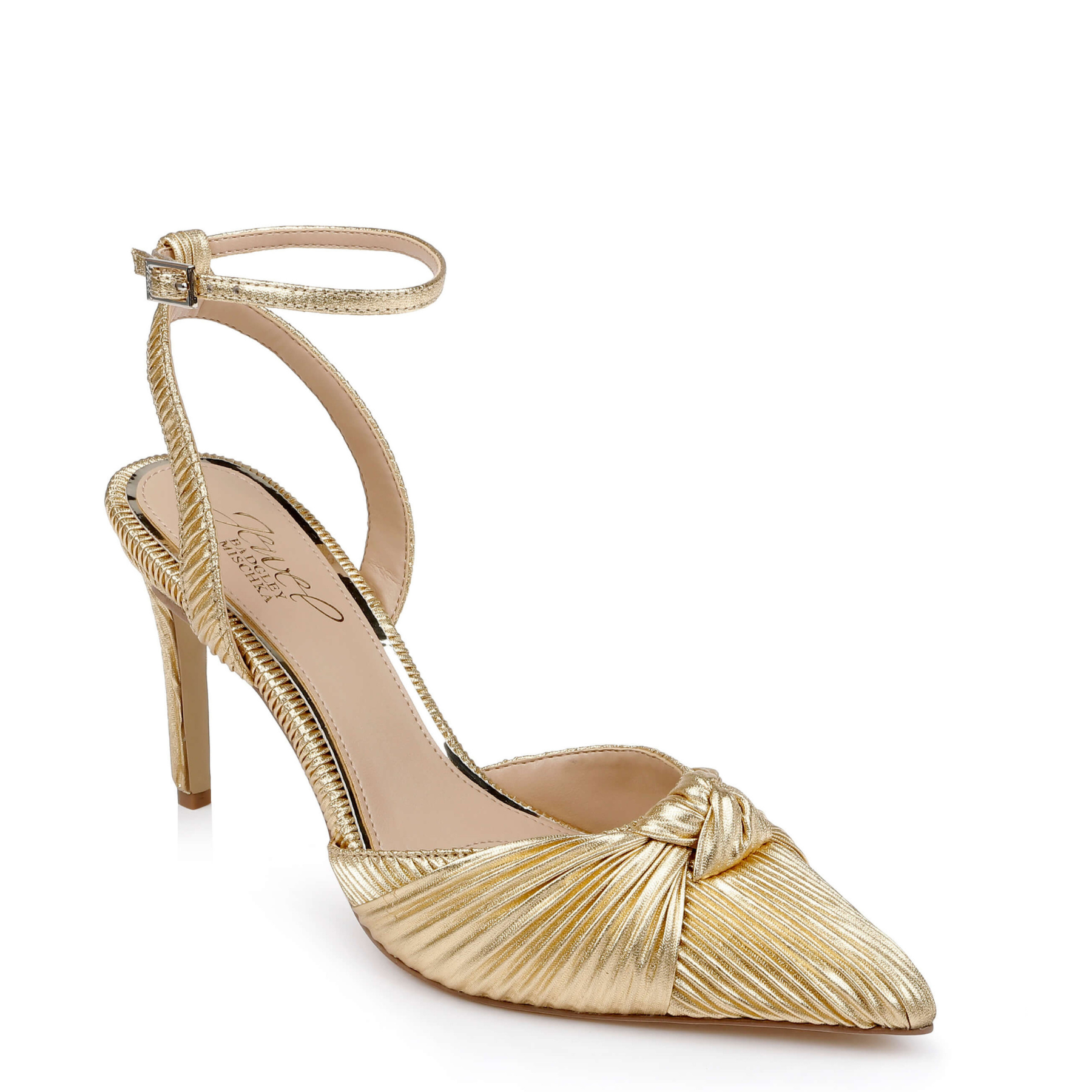 Enid - Pointed Toe Pleated Pumps - Gold
