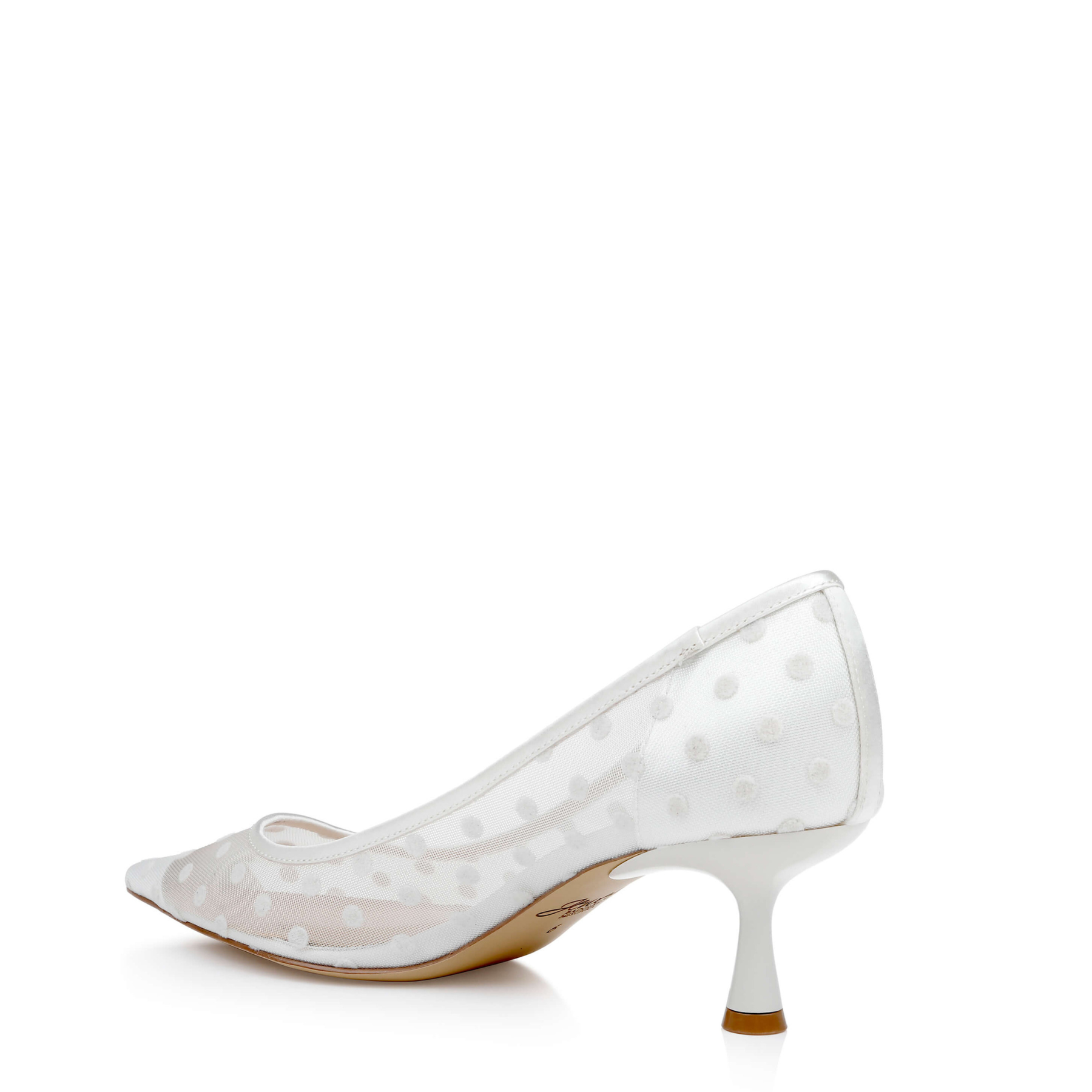 Elena - Polka Dot Mesh Kitten Heel Pumps - Ivory