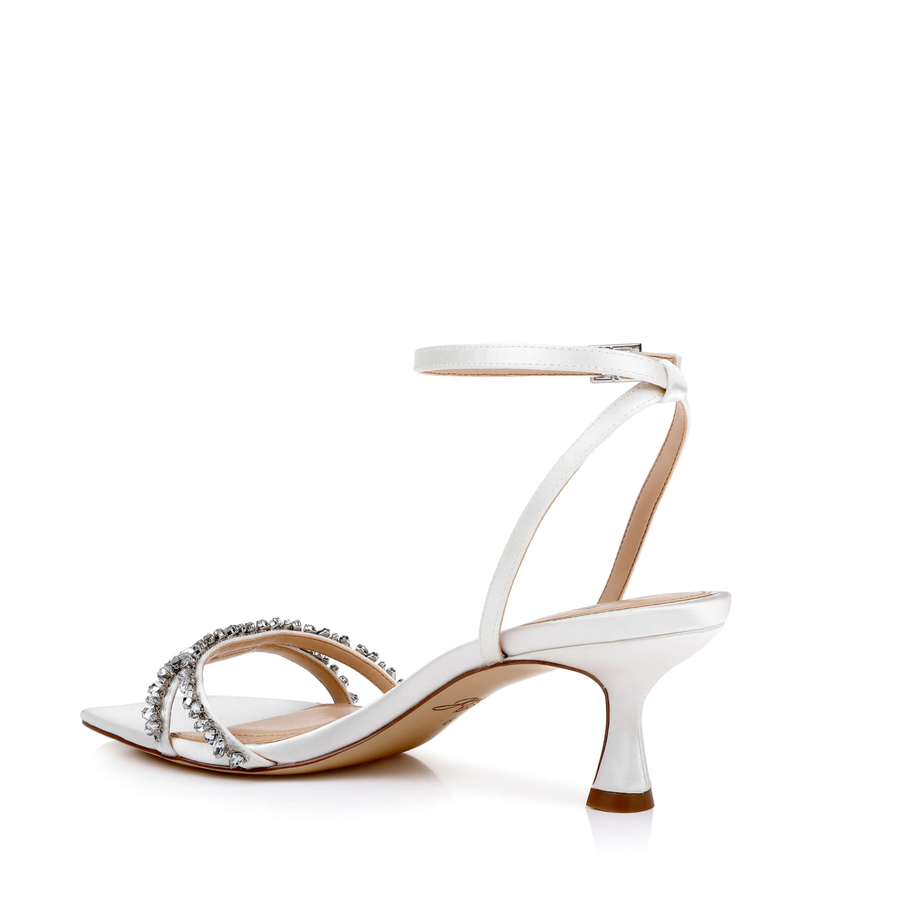 Nayla - Crystal Strap Kitten Heels - Ivory