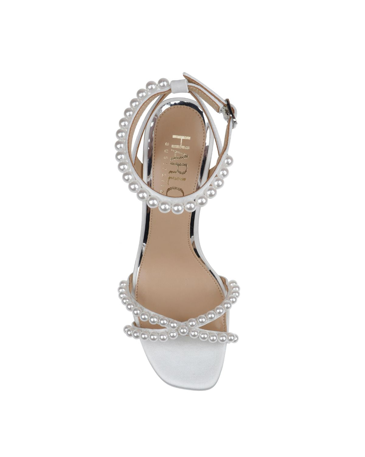Evie - White Pearl Mid Bridal Block Heel