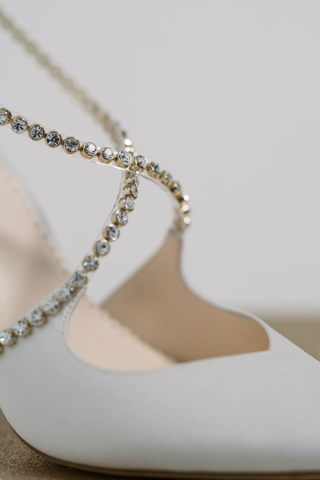 Madison - Ivory Criss Cross Crystal Strap Heels