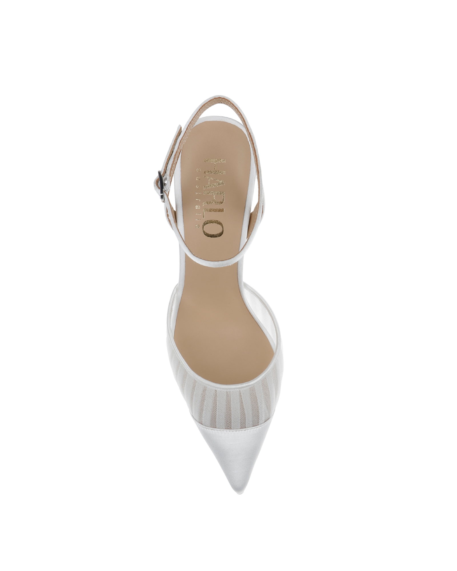 Farah - Tulle & Satin Pointed Toe Low Block Heel - Soft White