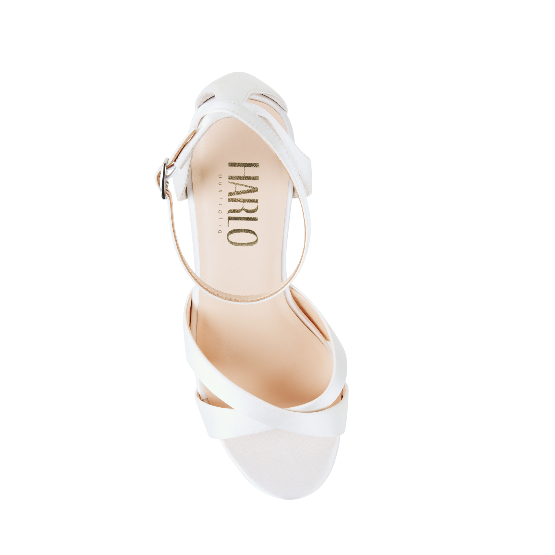 Fern - Cross Over Block Heel Platform - Ivory Silk Satin