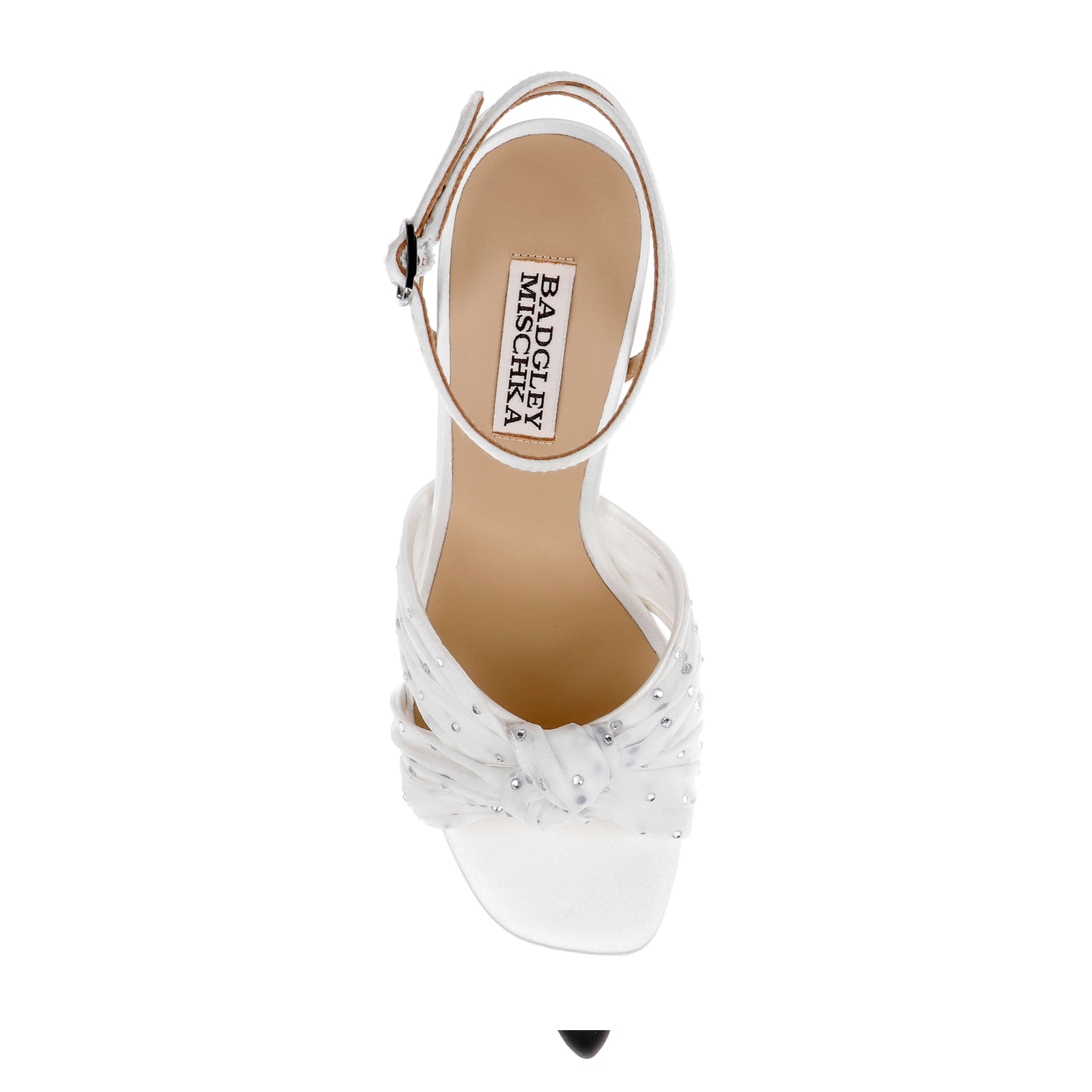 Wila - Crystal Embellished Peep Toe Block Heel - Soft White
