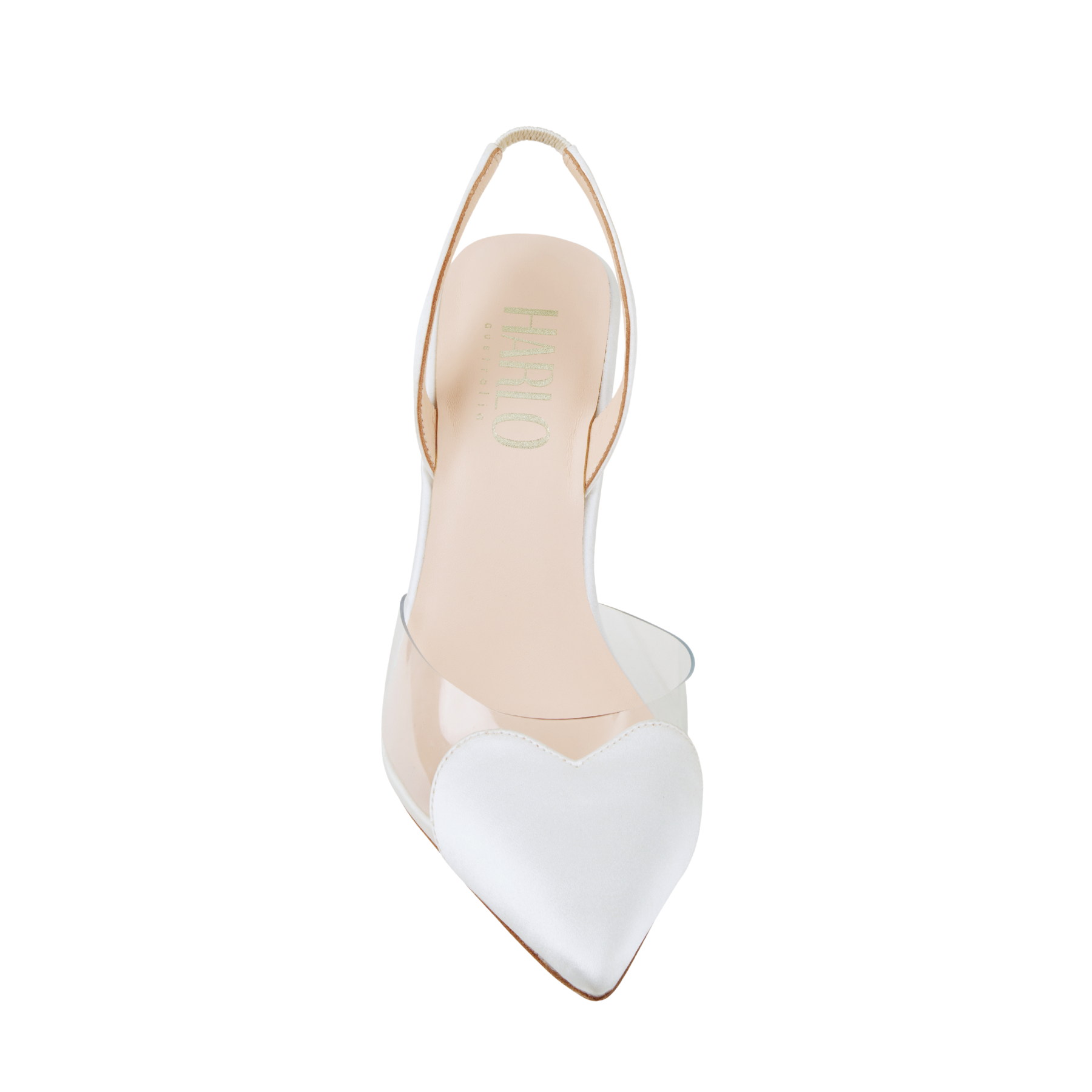 Cupid - Love Heart Sling Back Heels - Ivory Silk Satin