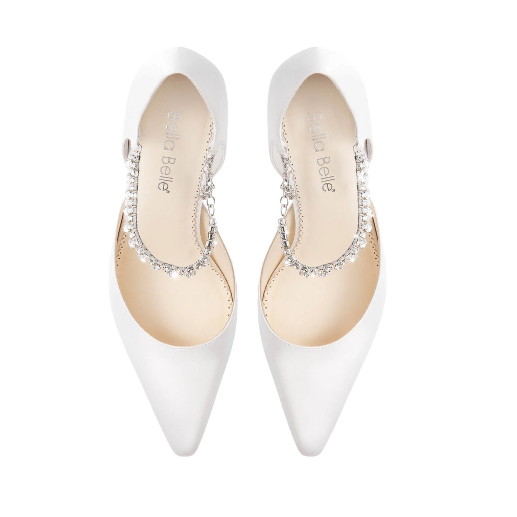 Regina - Silk Bridal Pumps with Crystal Ankle Strap - Ivory