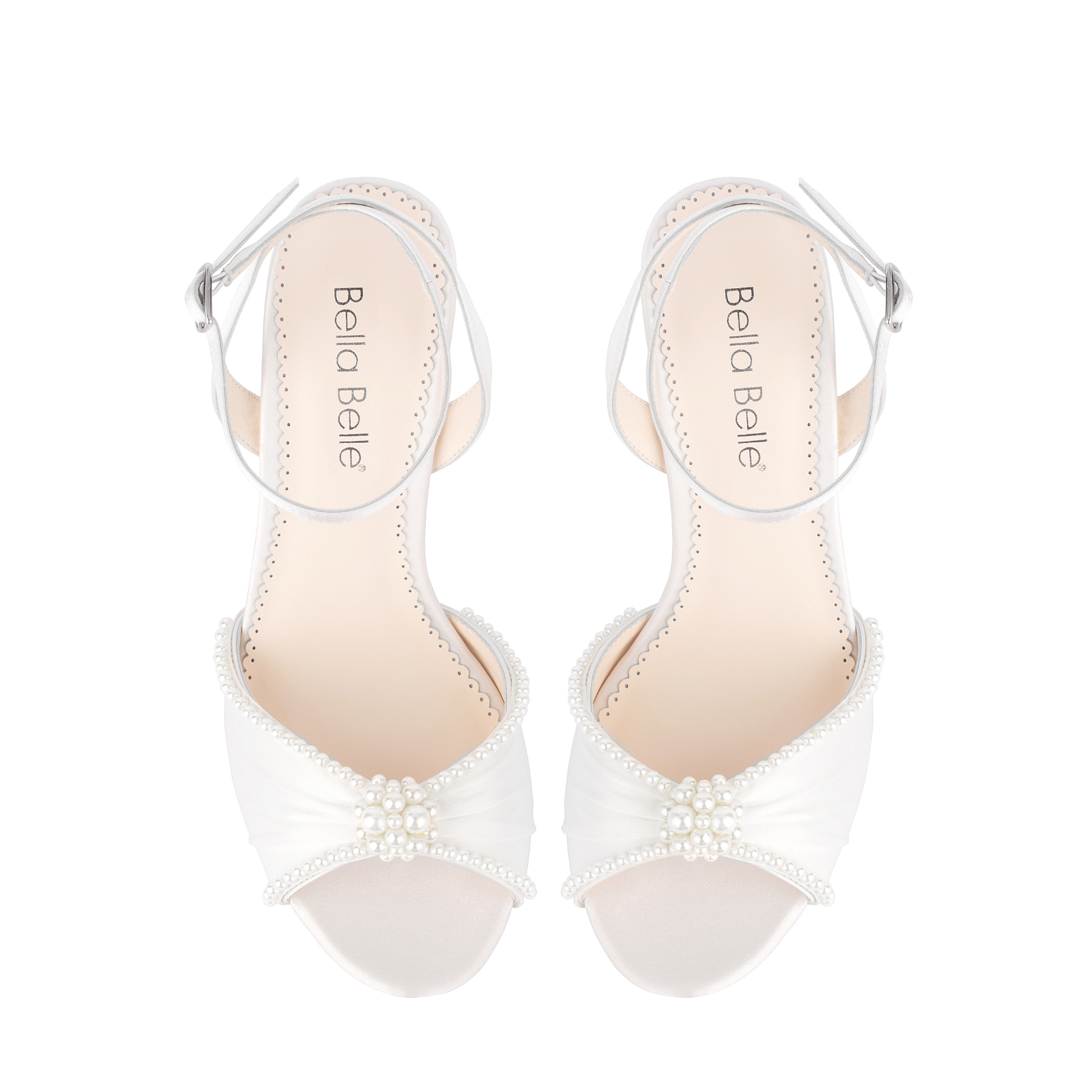 Tinsley - Ivory Open Toe Pearl Wedding Shoes Block Heel Sandals