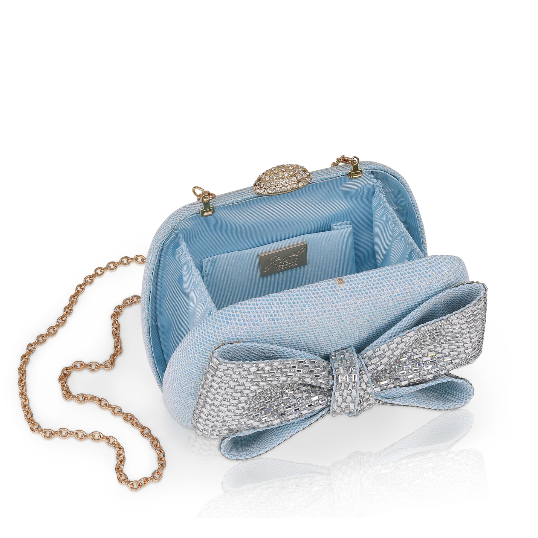 Emmy - Crystal Bow Clutch - Blue