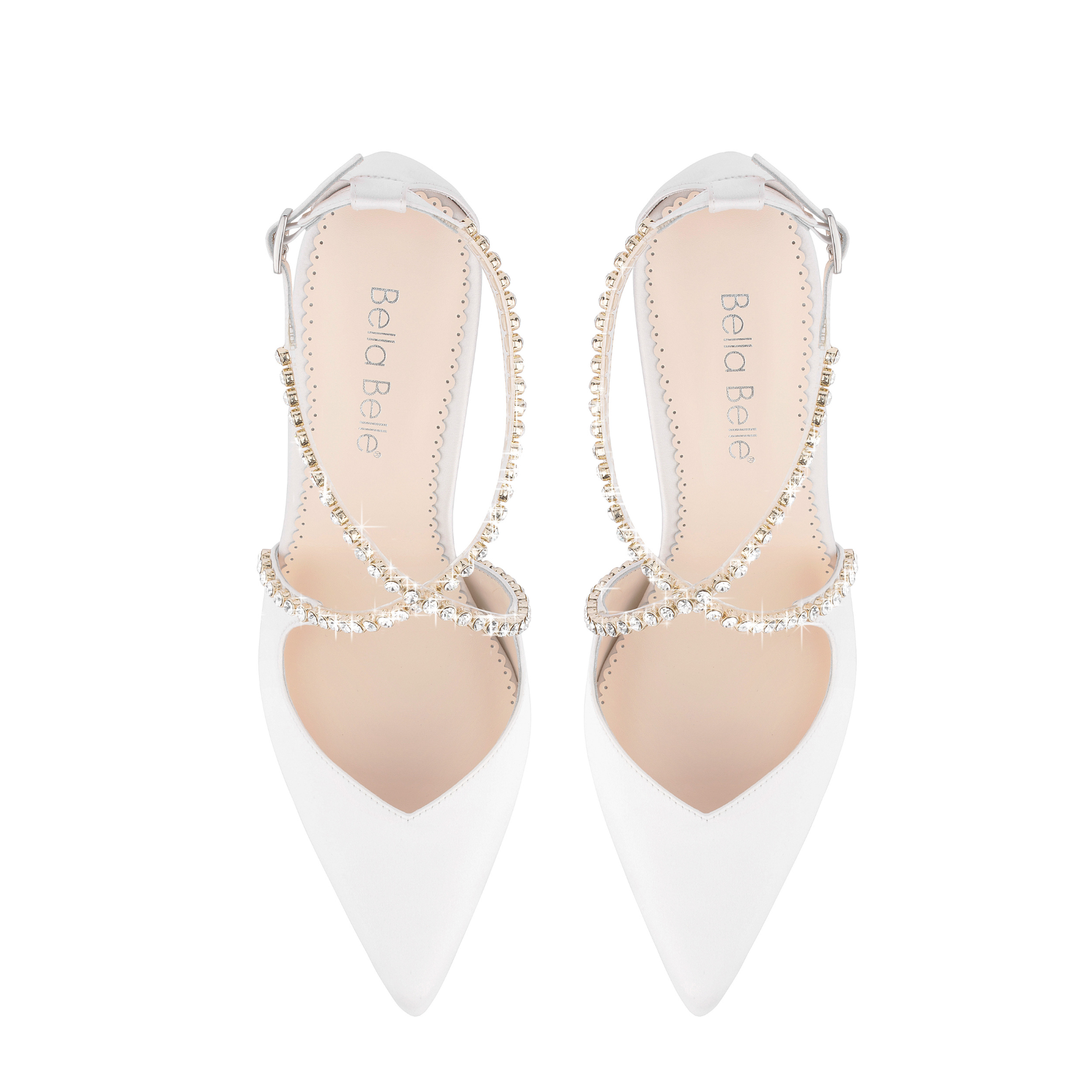 Madison - Ivory Criss Cross Crystal Strap Heels