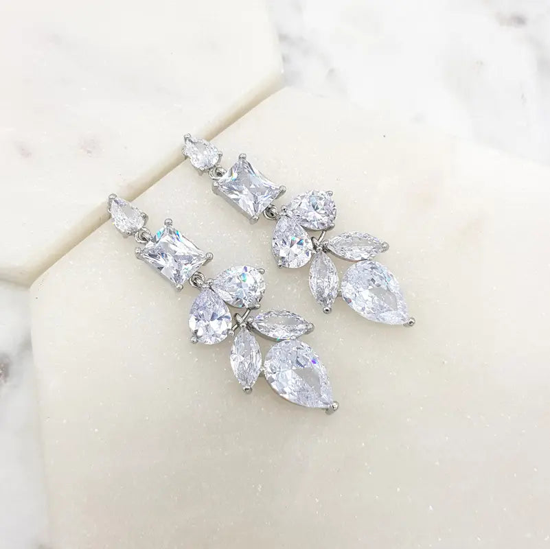 Lavinia - Mixed Crystal Bridal Statement Drop Earrings