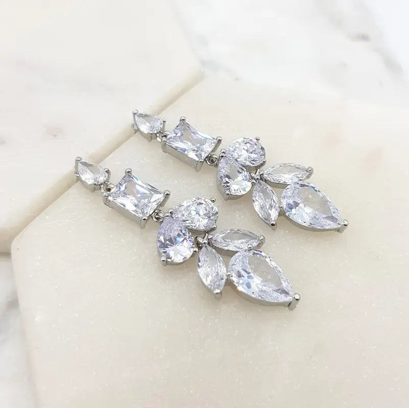 Lavinia - Mixed Crystal Bridal Statement Drop Earrings
