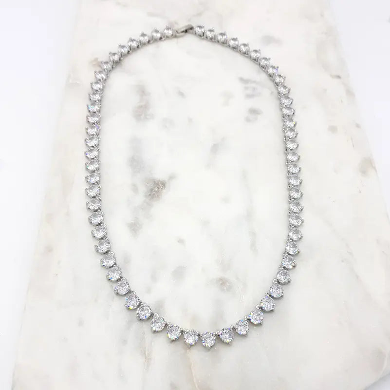 Elizabeth - Classic Statement Crystal Bridal Tennis Necklace