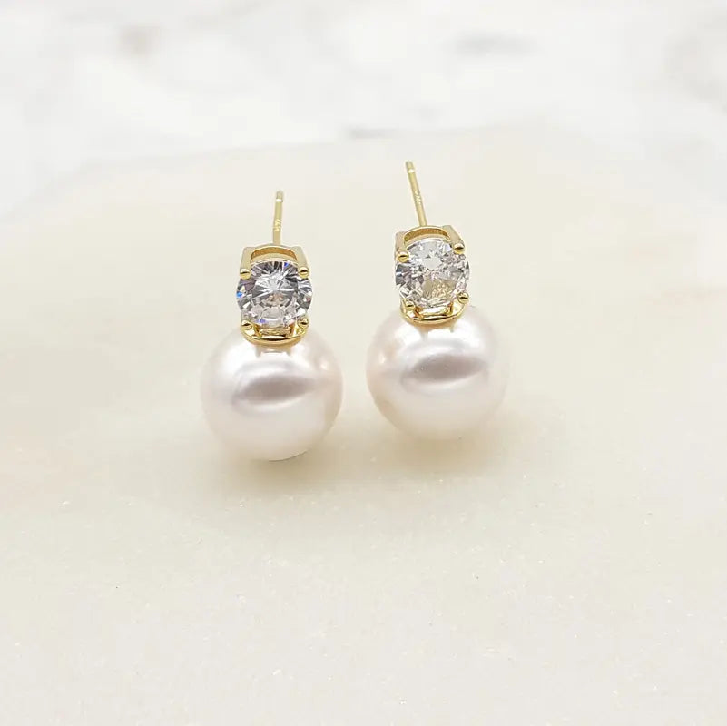 Annabelle - Pearl and Crystal Bridal Stud Earrings