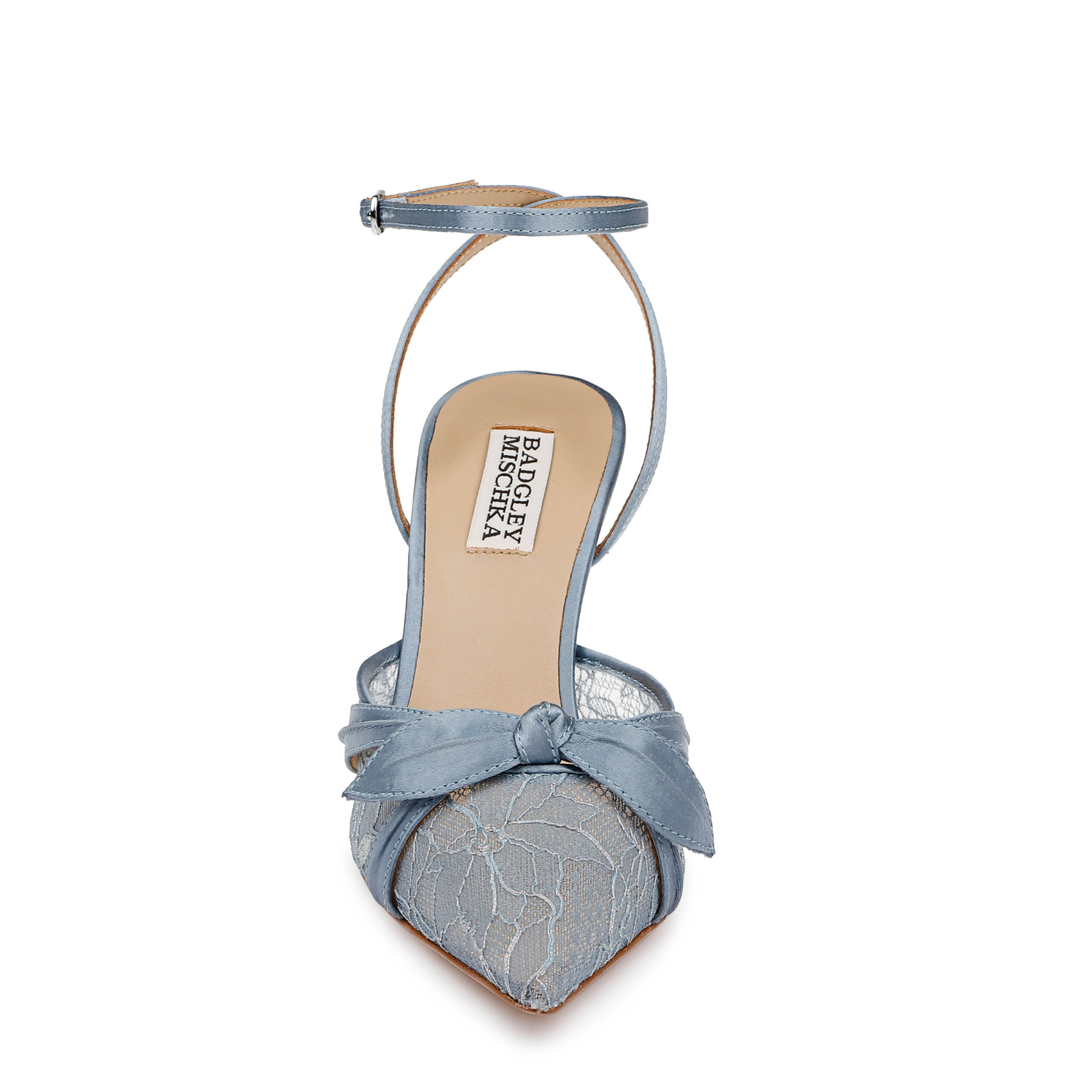 Josie - Pointed Toe Lace Ankle Strap Pumps - Ice Blue