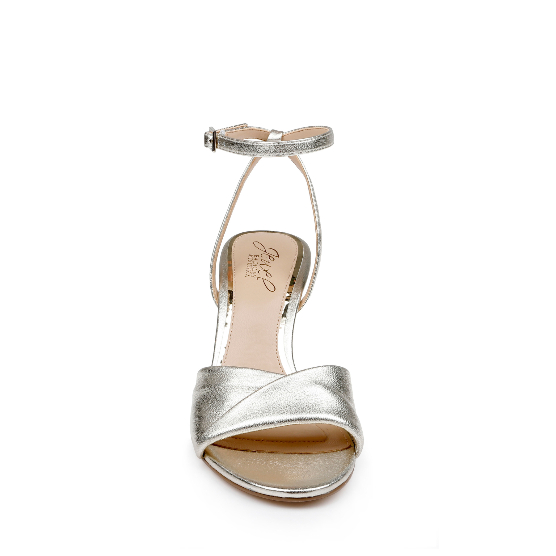 Kaia - Crisscross Metallic Leather Stiletto Sandals - Soft Gold