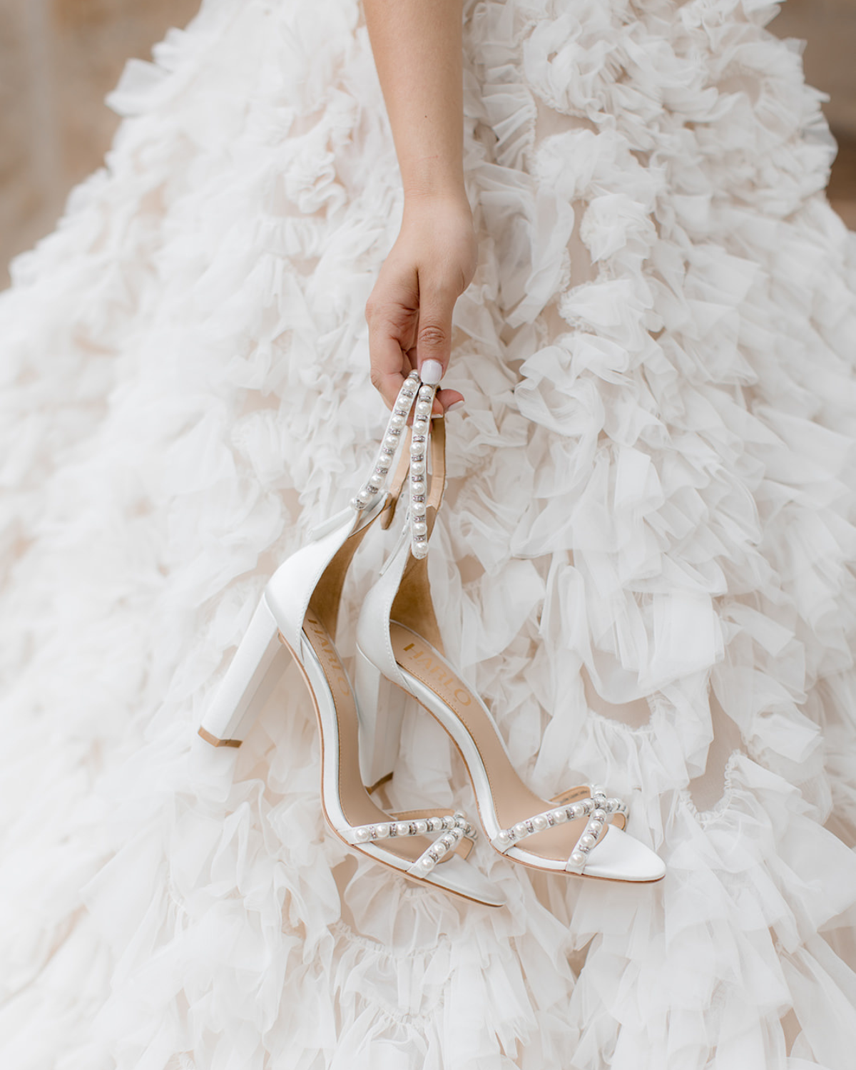 Alexandra - White Pearl Bridal Block Heel