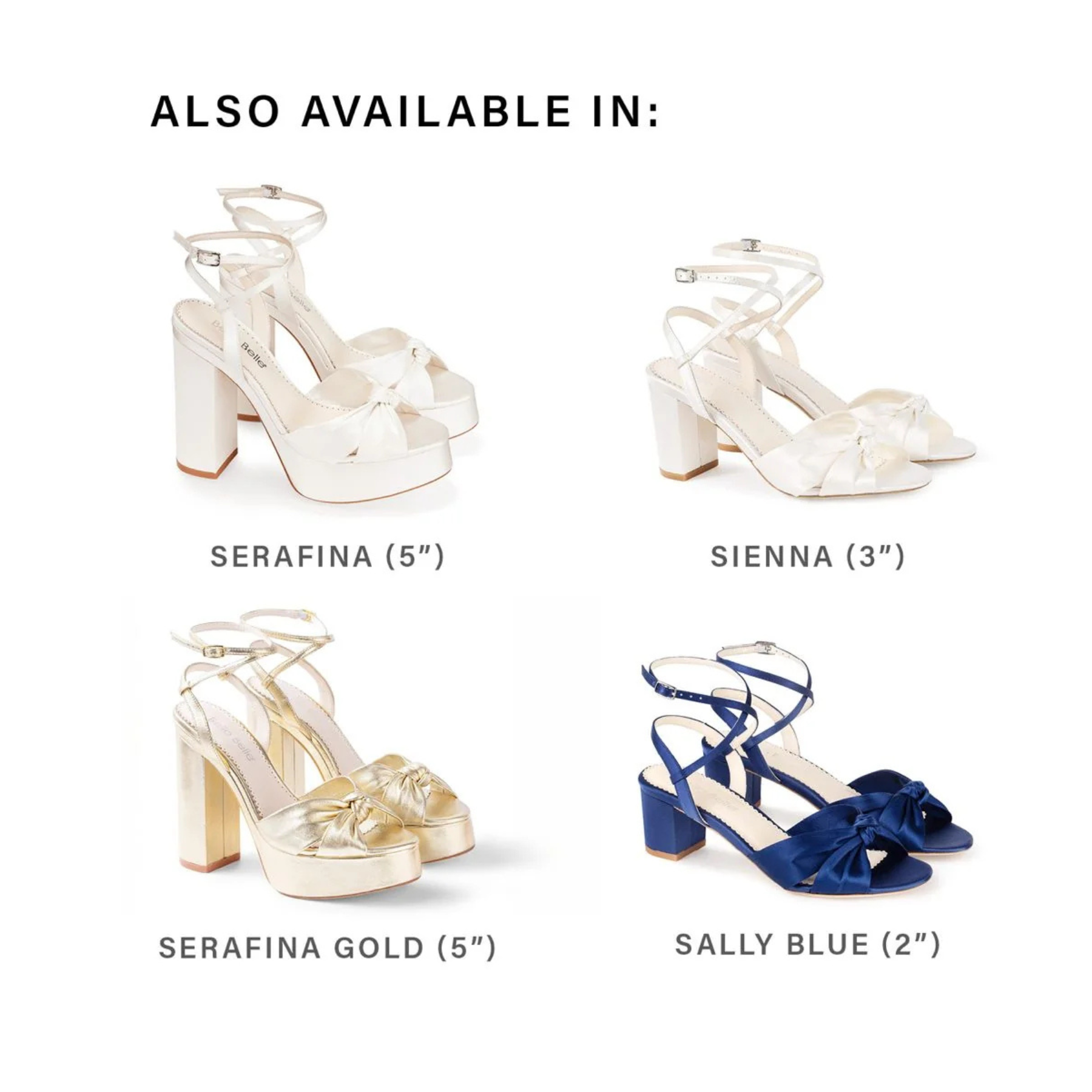 Sally - Blue Silk Knotted Bow Block Heel Sandals