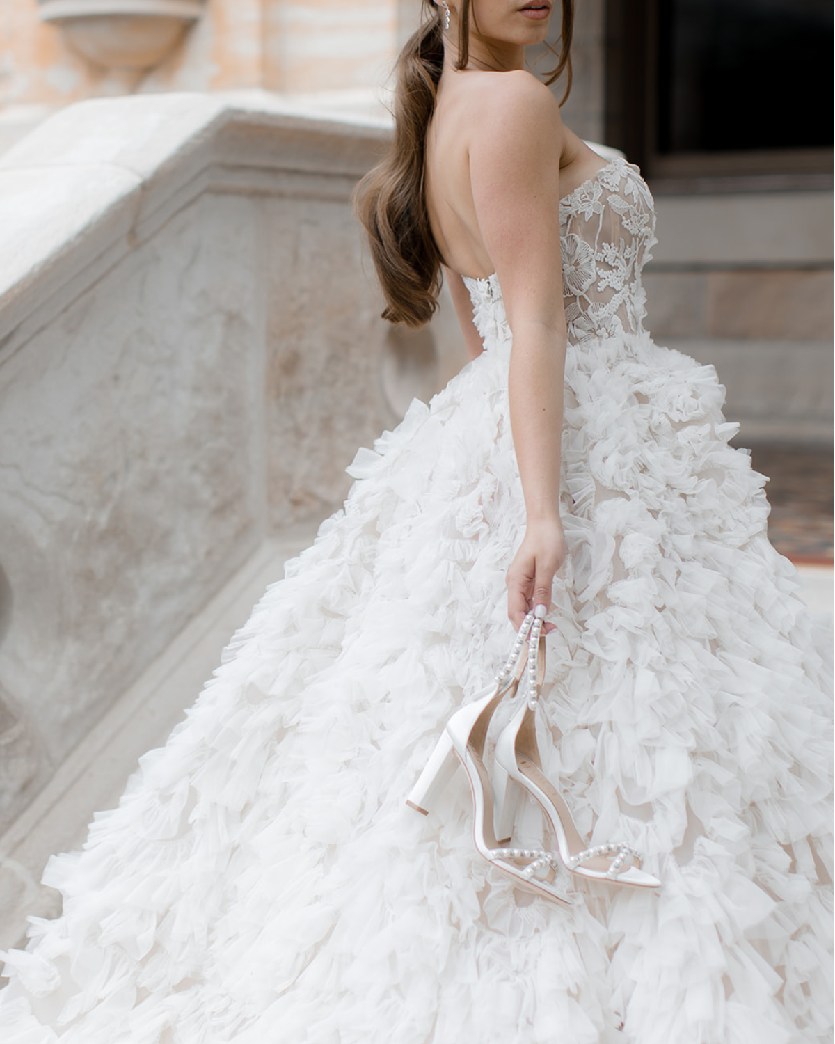 Alexandra - White Pearl Bridal Block Heel