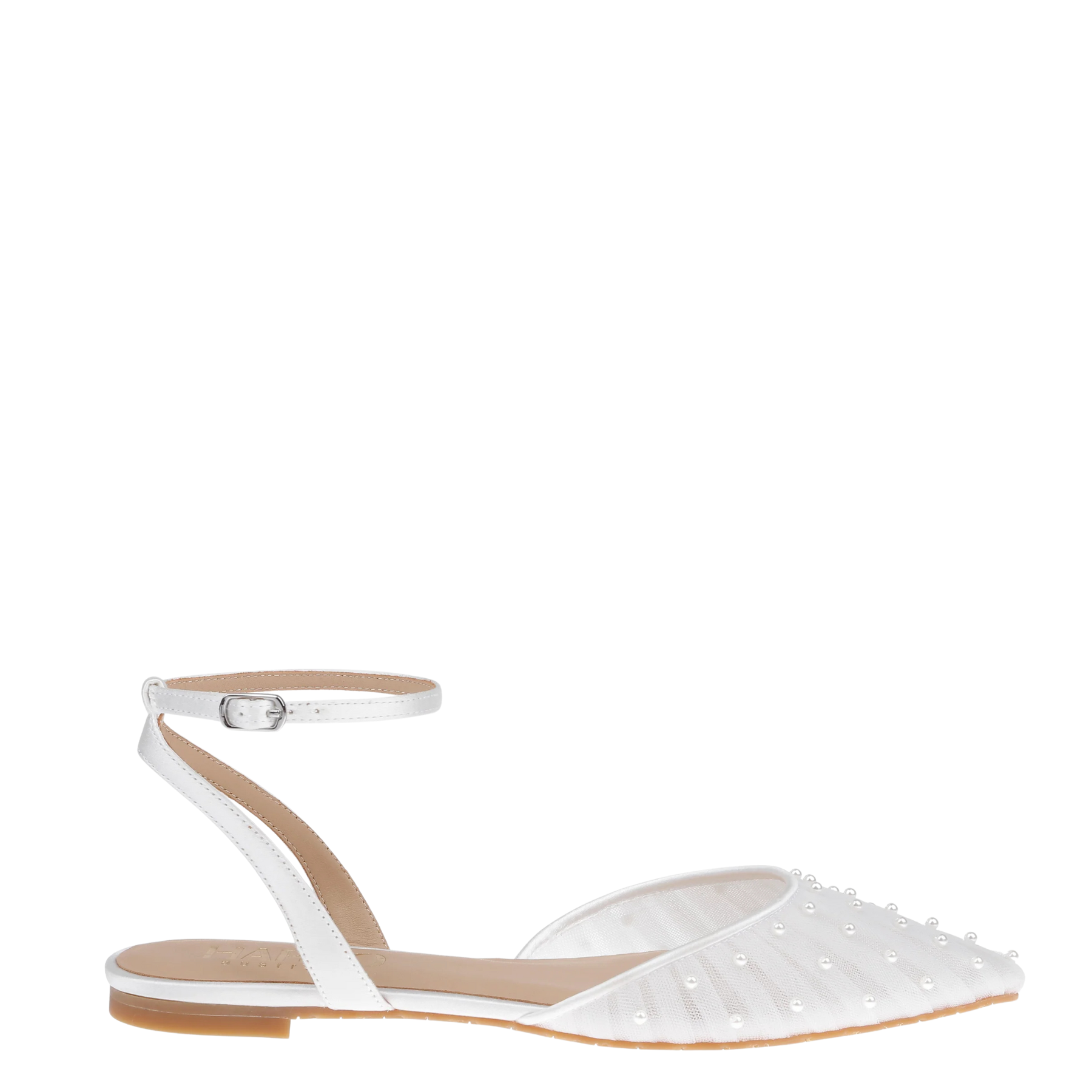 Chanel Pearl - White Tulle Flats with Handsewn Pearls