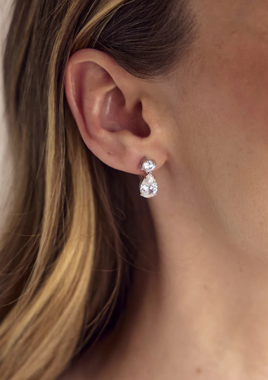 Lola Knight - Carmen - Crystal Bridal Drop Earrings - Silver